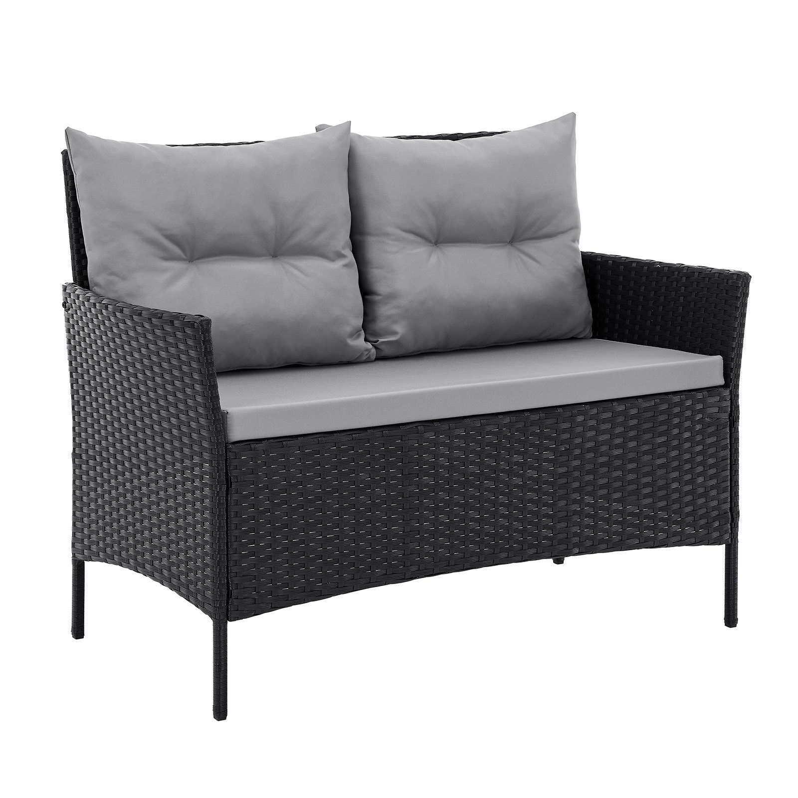 SVITA Garten-Essgruppe DALLAS, Polyrattan, 4-teilig, Outdoor Set, 2 Sessel, 2er-Sofa, Esstisch – Bild 5 von 5