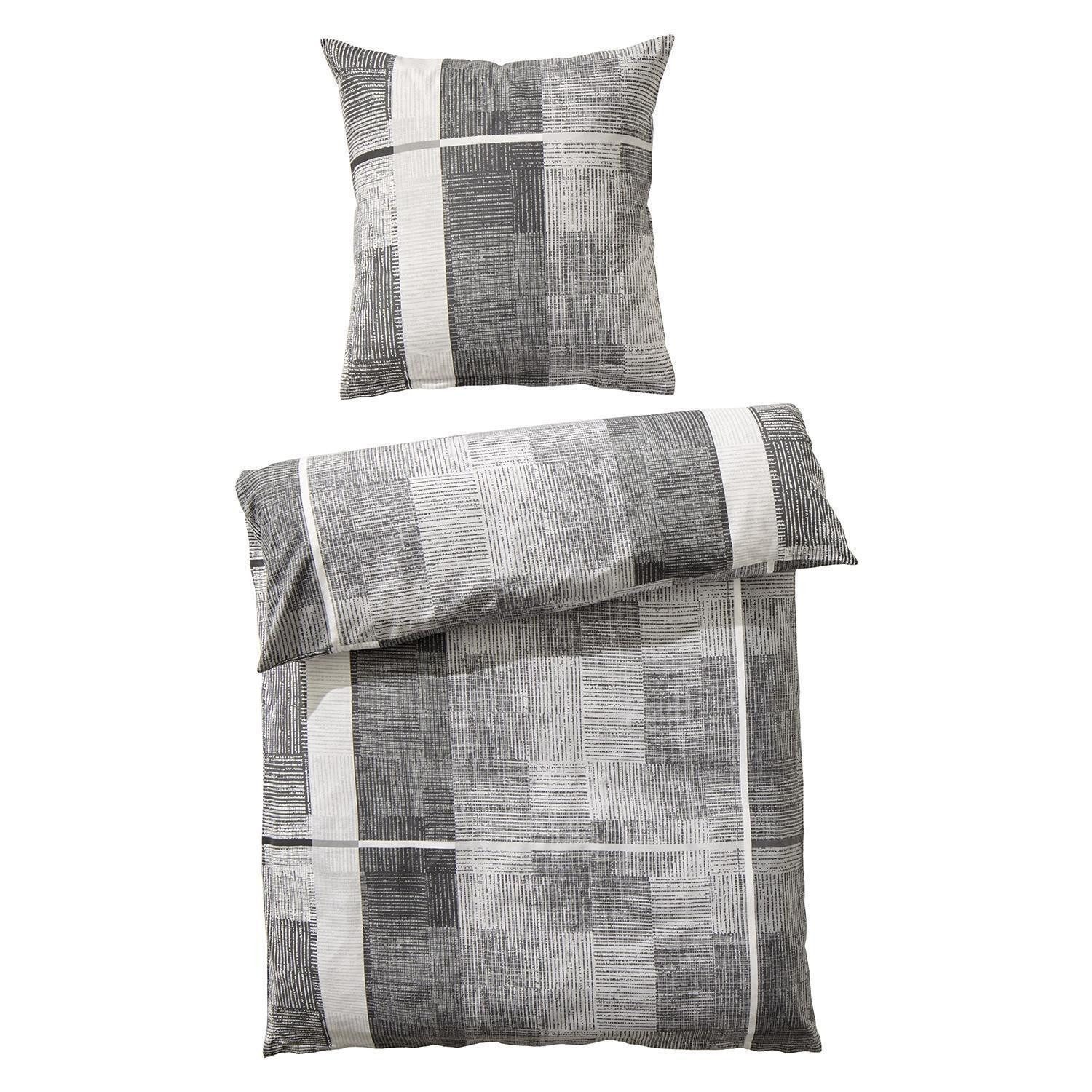 casa NOVA Постельное белье VIVA, Anthrazit, 155 x 220 cm, Reißverschluss, Flanell, 1 teilig, 100% Baumwolle