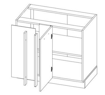 Feldmann-Wohnen Küchenzeile Kvantum, 350cm weiß matt 11-teilig L-Form