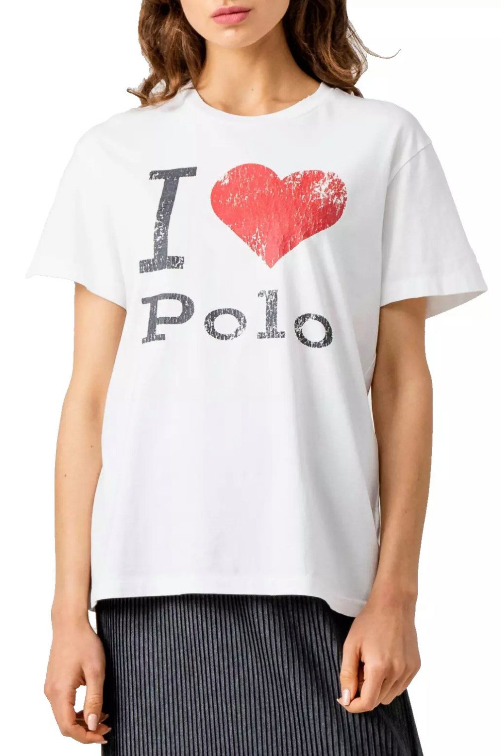Polo Ralph Lauren T-Shirt Big Heart Loose Fit Luxus Baumwolle Destroyed-Effekte mit Vintage-Effekt