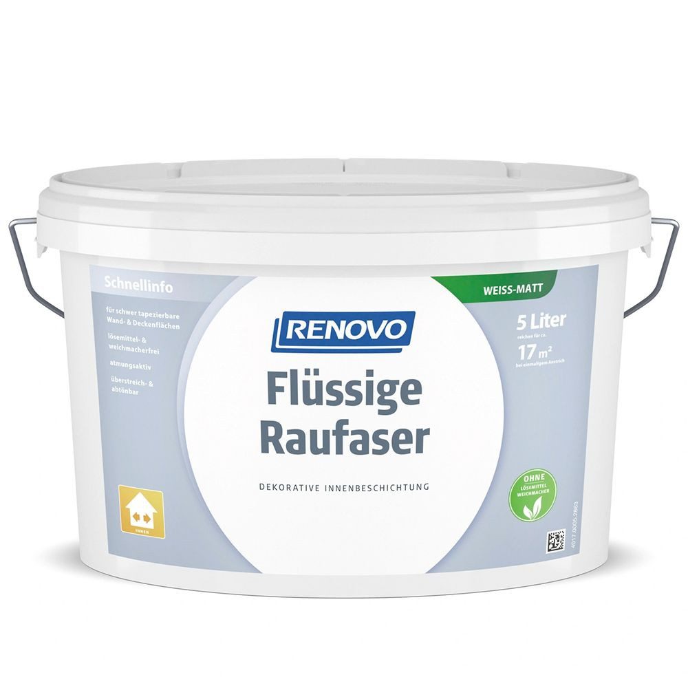 Renovo Wandfarbe Renovo Flüssige Raufaser matt 5,0 Ltr. weiss Dekorative Innenbeschich