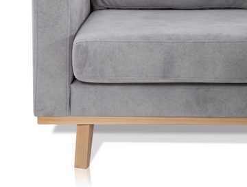 Moebel-Eins Sofa, CORIN 2-Sitzer Sofa mit Echtholz-Untergestell, Bezug in Velour-Optik