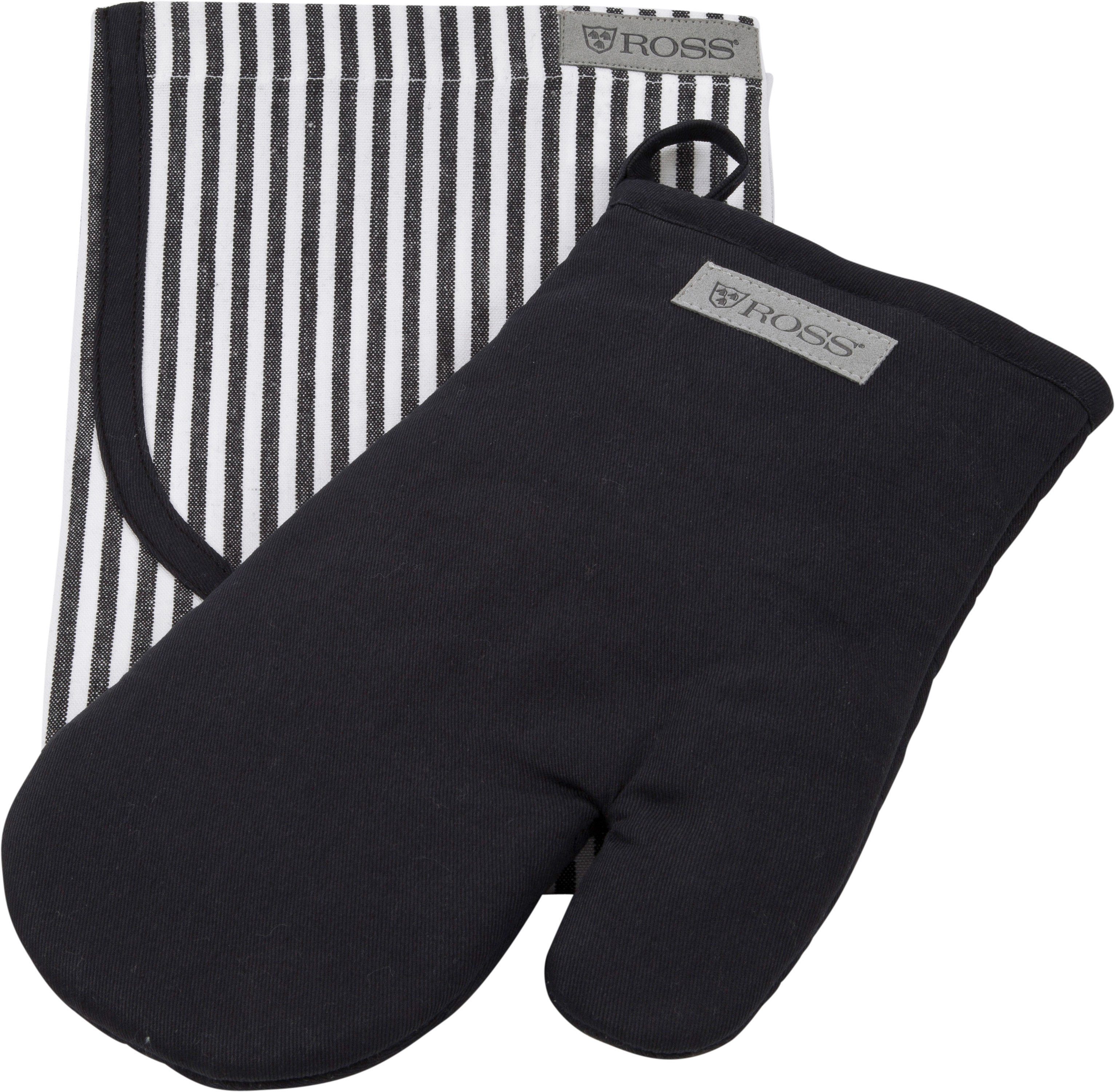 ROSS Grillhandschuhe Exclusiv, (Set, 2-tlg), inkl. Latzschürze, 100% Baumwolle