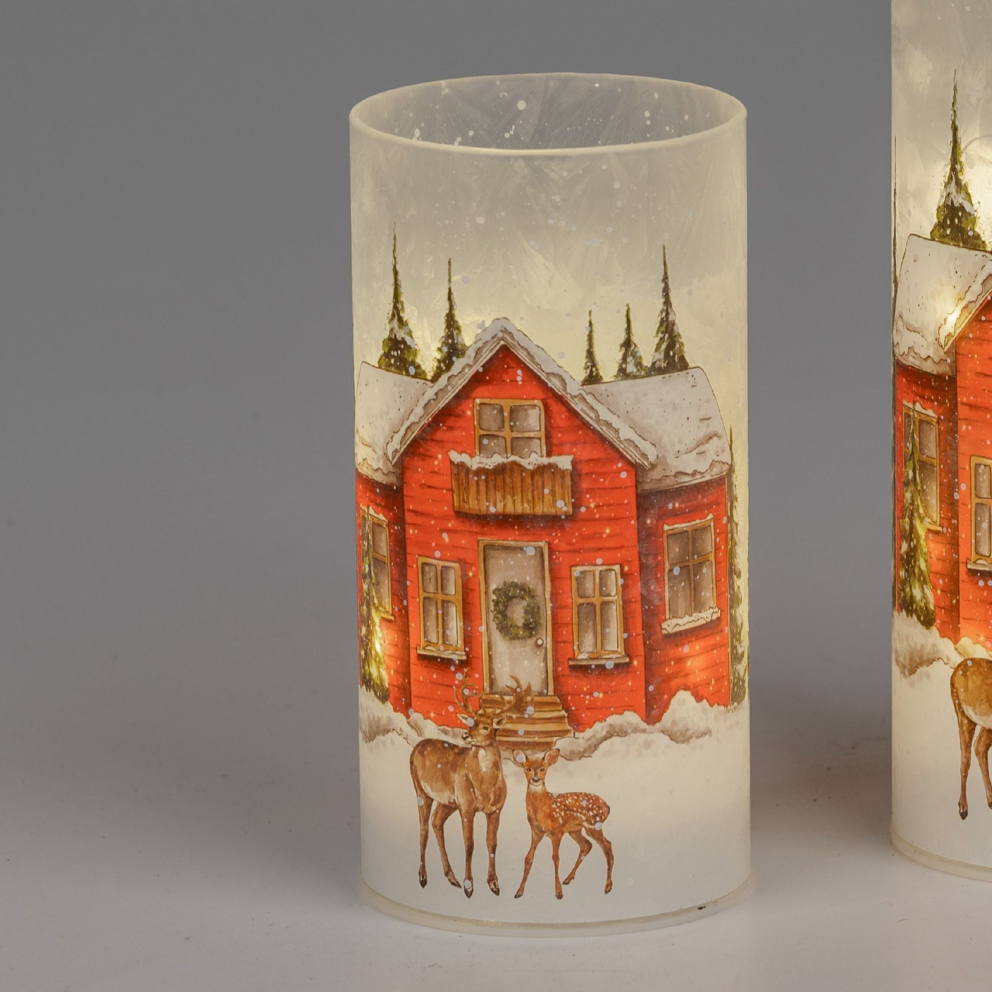 formano Nachttischlampe Weihnachtszeit, Mit Timerfunktion, Mehrfarbig, Motiv: Winterlandschaft