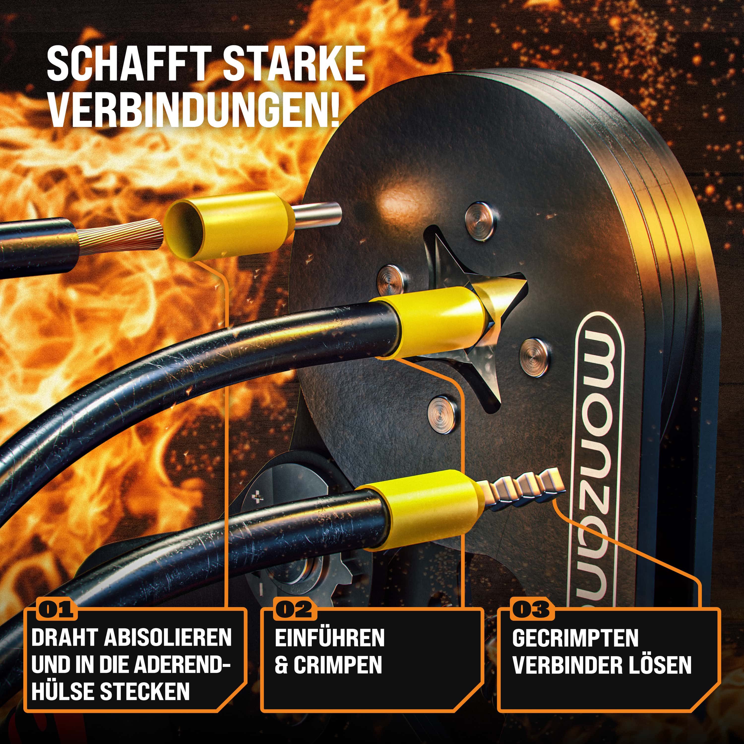 monzana Crimpzange, Crimpzange 2000 Aderendhülsen 0,5-10mm² Presszange Aderendhülsenzange