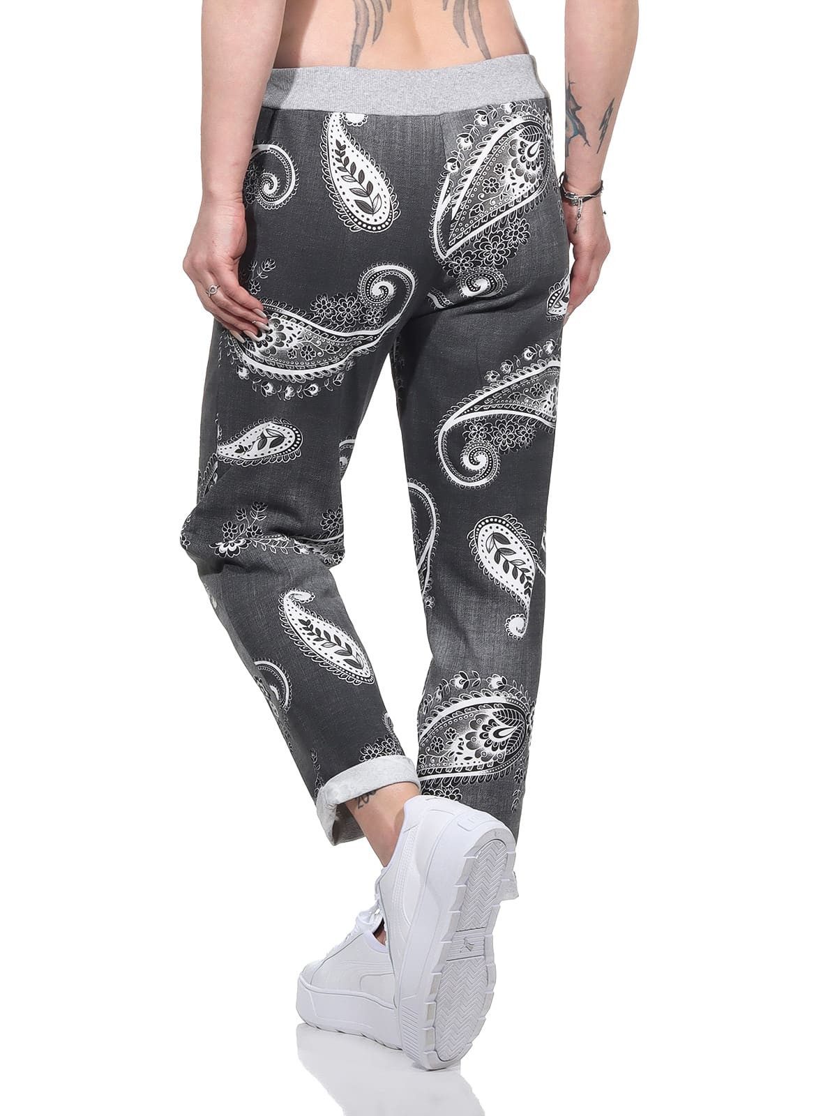 Aurela Damenmode Sweatpants Freizeithose leichte Damen Haushose in moderner Jeansoptik Größe 36-46, mit elastischem Bund und Schnürung