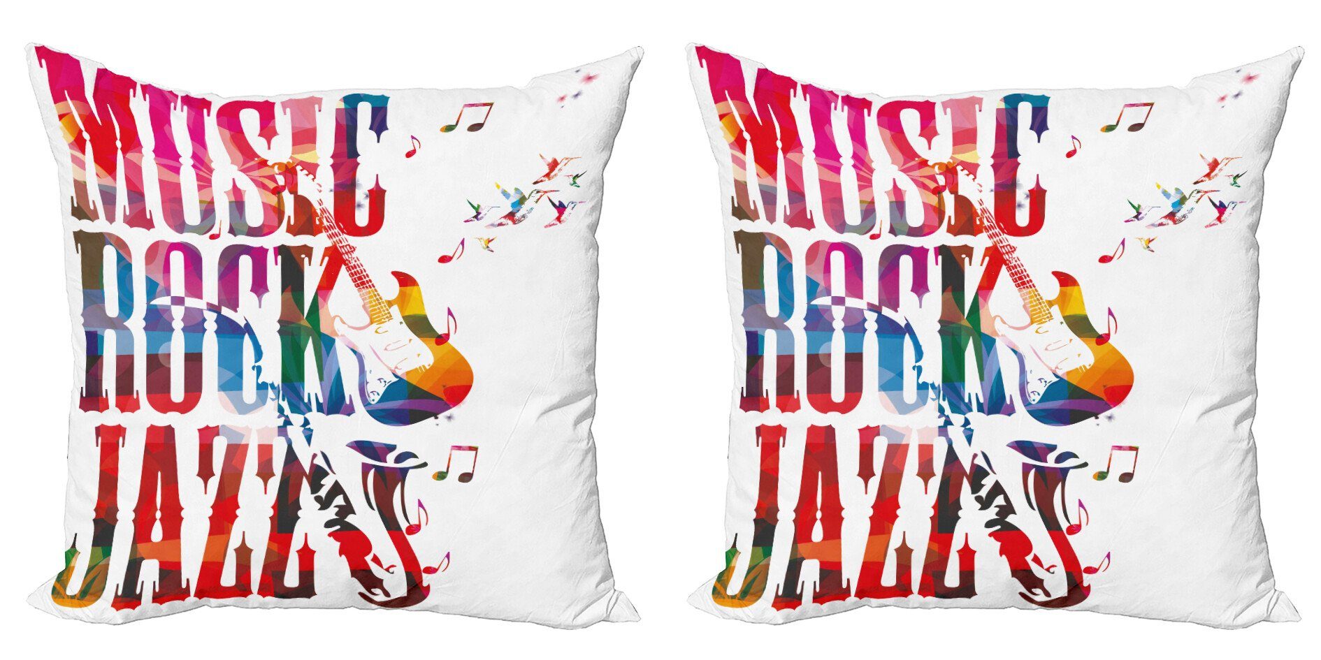 (2 Accent Digitaldruck, Abakuhaus Jazz-Beschriftung Rock Modern Stück), Kissenbezüge Bunt Doppelseitiger