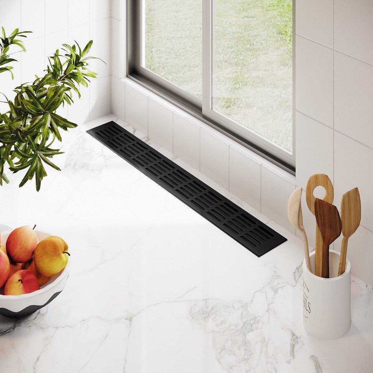 MS Beschläge Lüftungsgitter 80mm Aluminium Stegblech Schwarz RAL9005 Türgitter