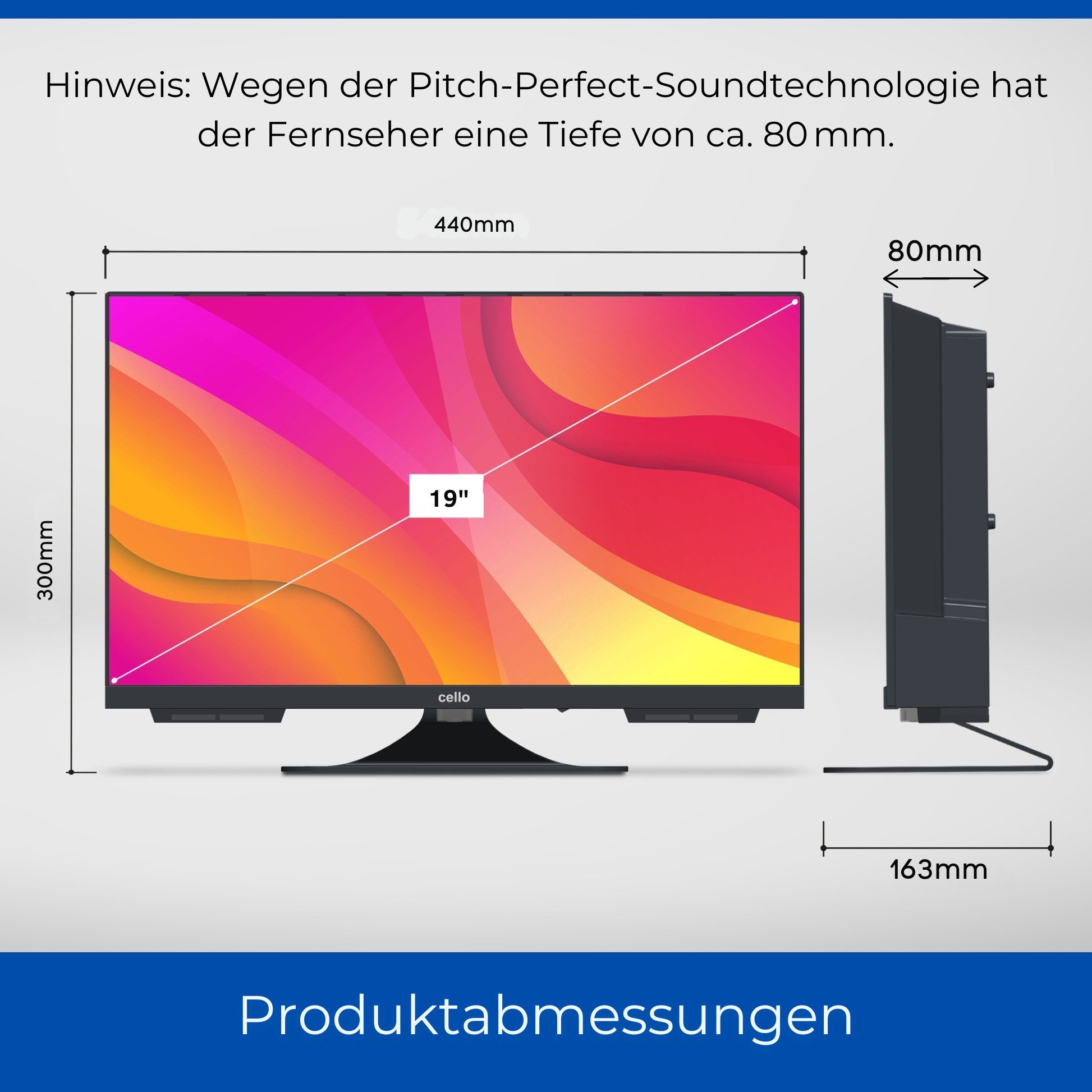 Cello 19 Zoll Camping 12V Smart WebOS Traveller LED-Fernseher (48,3 cm/19 Zoll, 1366 × 768 (HD Ready), Smart-TV)