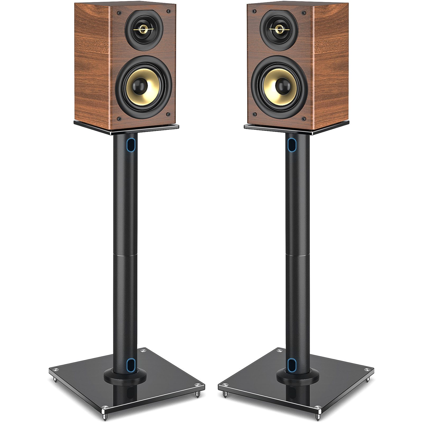 Rfiver Lautsprecherständer 2er-Set, Standfuß & Bodenständer aus Metall-Glas, 30x30x72,1cm, (2-tlg., für Satellitlautsprecher, max. 10 kg Belastung, mit Kabelmanagement)