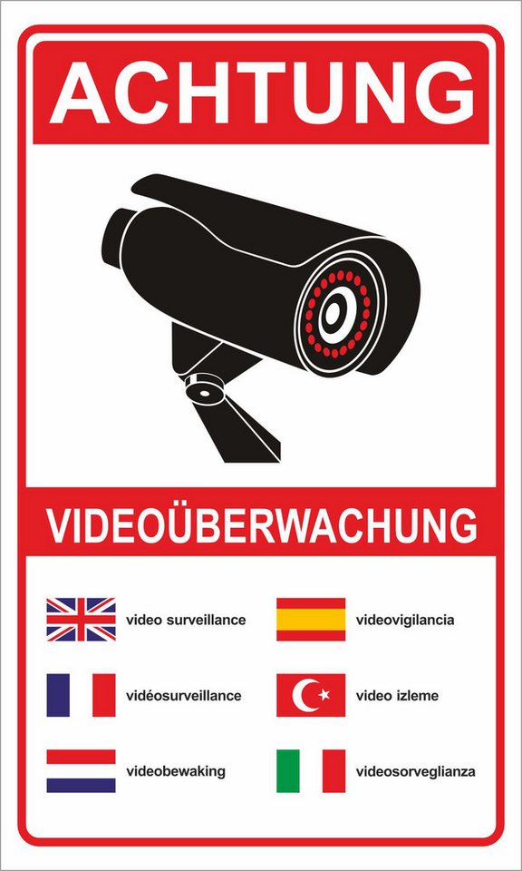 Hermann Schütz Hinweisschild Achtung Videoüberwachung! 150x250 mm Kunststoff, (1 St)