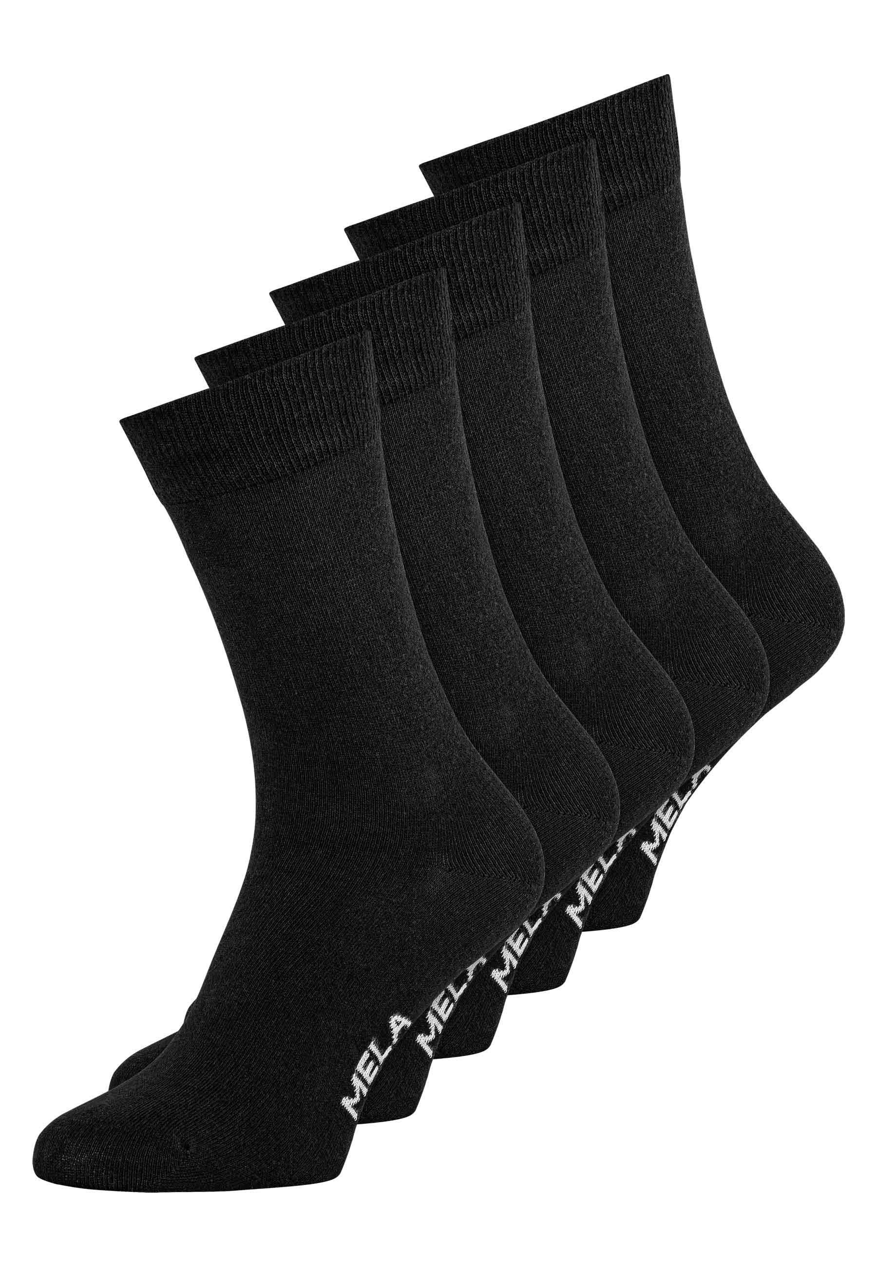 MELA Socken Socken 5er Pack Basic Ohne Polyester & Polyamid. Das Elasthan ist komplett abbaubar.