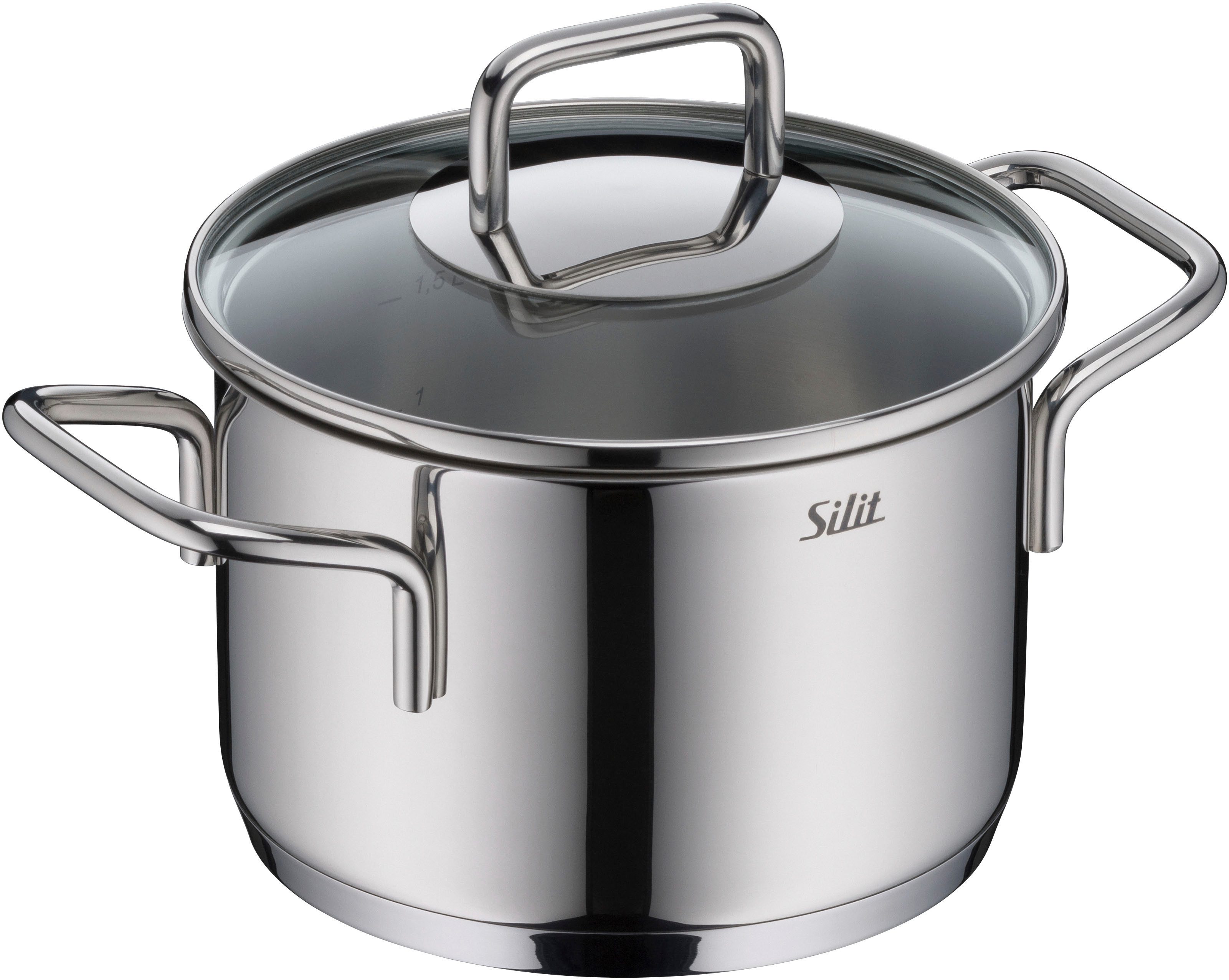 Silit Kochtopf Extra Cook, mit Glasdeckel, Edelstahl 18/10 (2-tlg), SiliTherm Universalboden, induktionsgeeignet, spülmaschinengeeignet