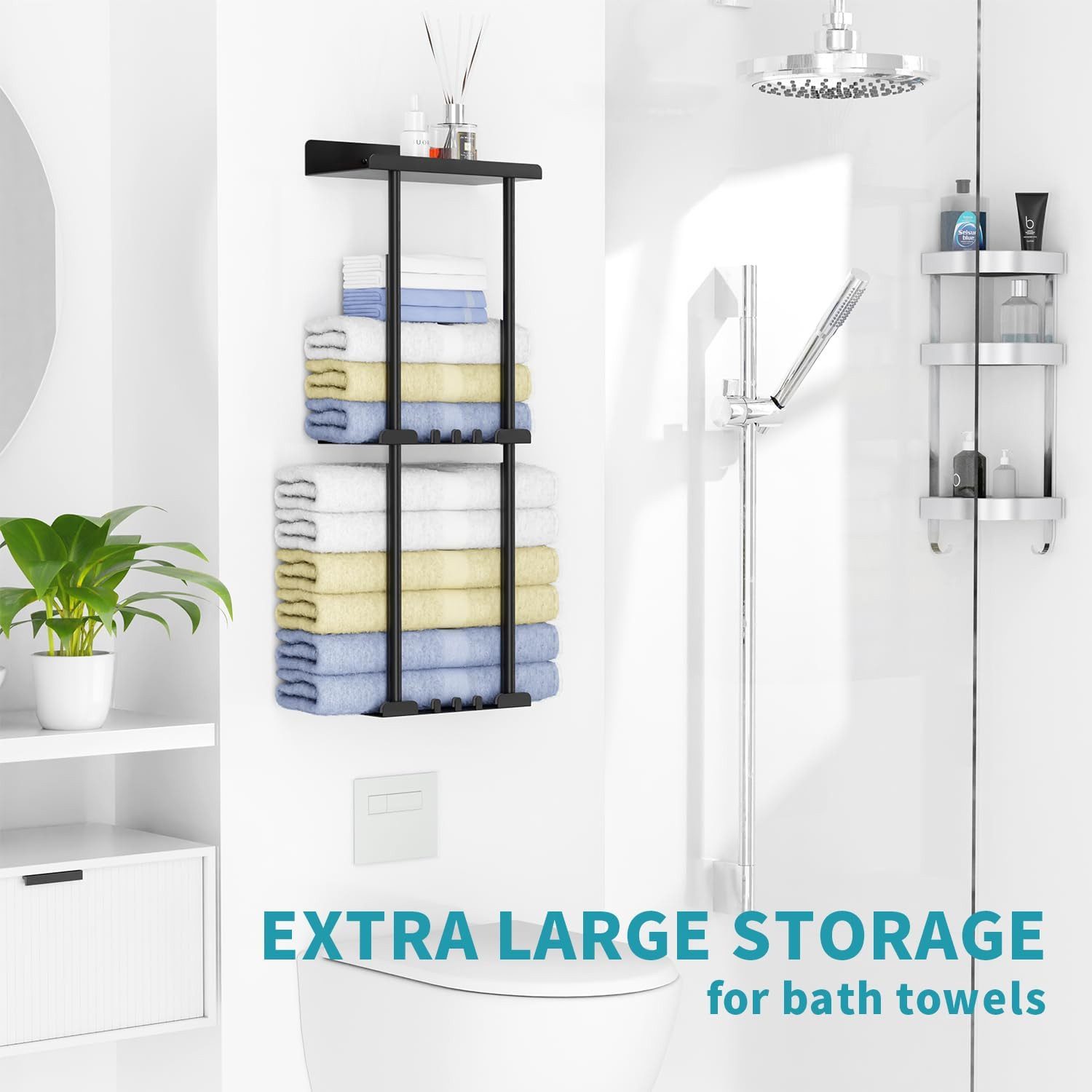 NUODWELL Handtuchhalter Ohne Bohren Wand Bad Handtuchregal Matt mit 6 Handt günstig online kaufen