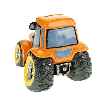 Kremers Schatzkiste Spardose Große Spardose Traktor orange Deko Sparschwein Figur Bauer Bauernhof