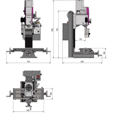 Optimum Fräse Optimum Bohr-Fräsmaschine OPTImill MH 22V, 3338135