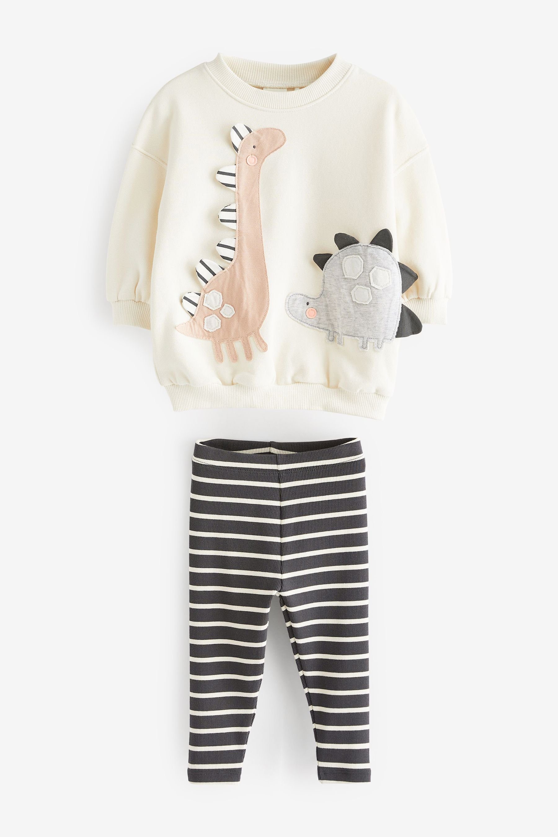 Next Shirt & Leggings Sweatshirt mit Figurenmotiv und Leggings im Set (2-tlg) Monochrome Dinosaur