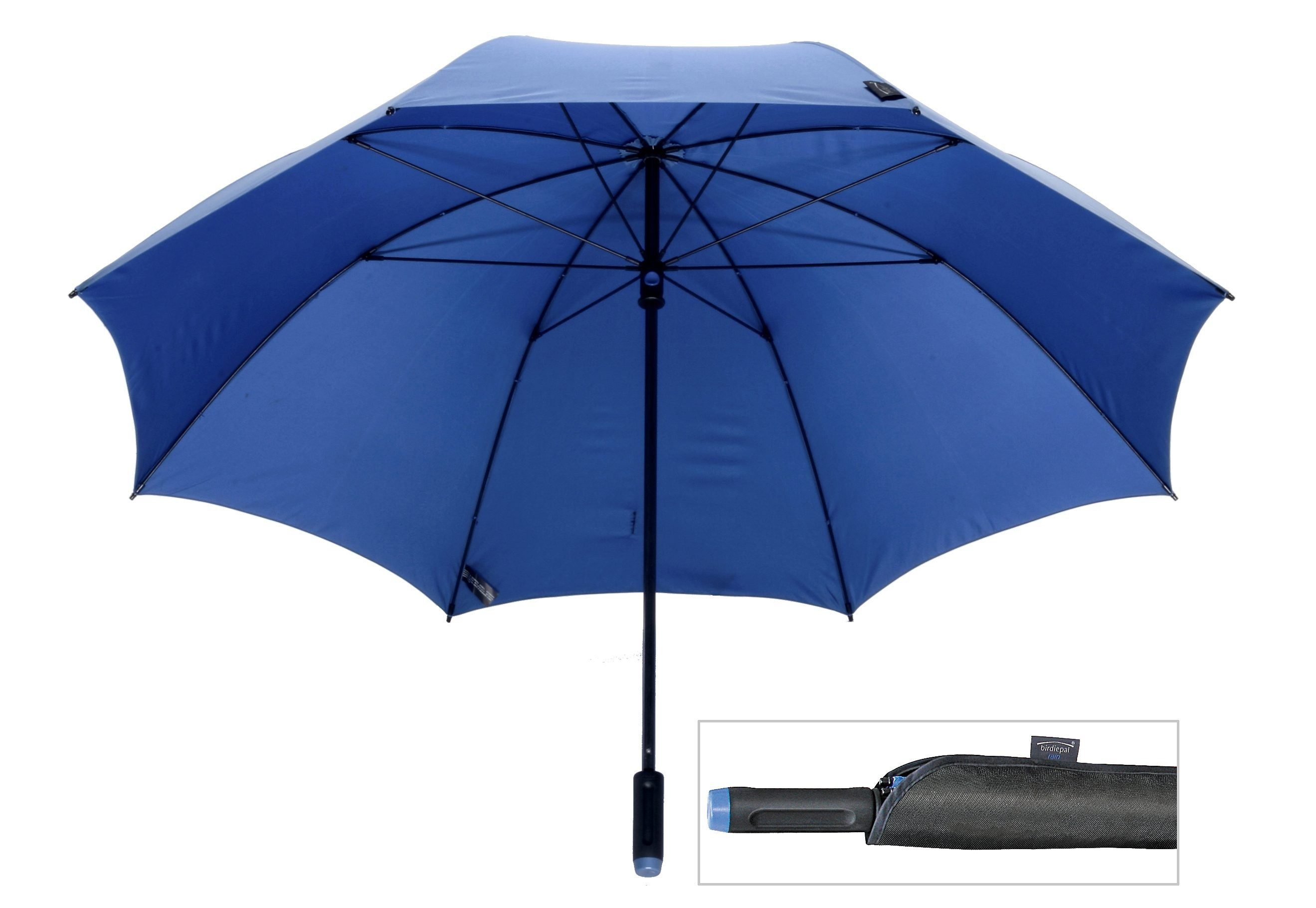 EuroSCHIRM® extra Stockregenschirm rain, mit blau großem birdiepal® Dach