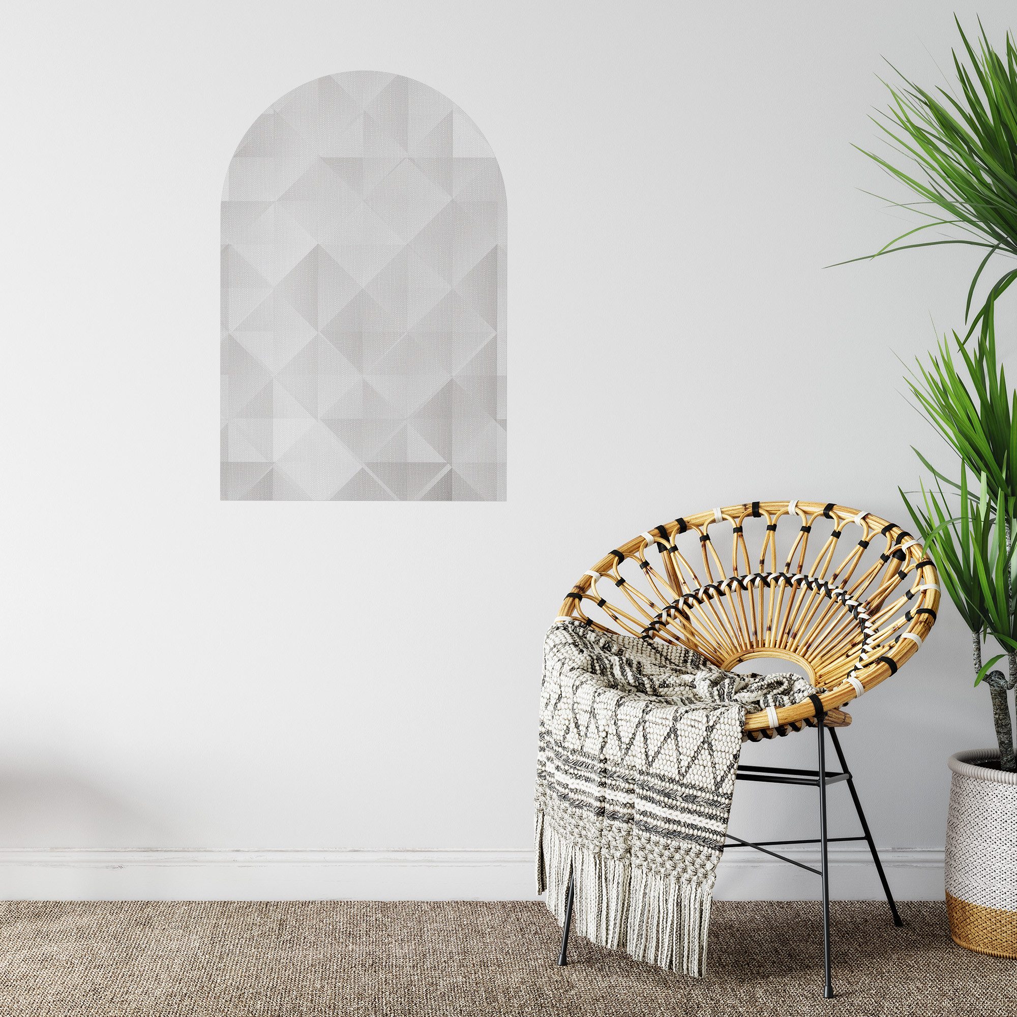 DEQORI Fototapete 'Symmetrische Rauten', Rundbogen, matte Leinwandstruktur, bedruckt, (1 St), selbstklebend Wandtattoo Motiv Wandtapete Wand Sticker Bild Tapete