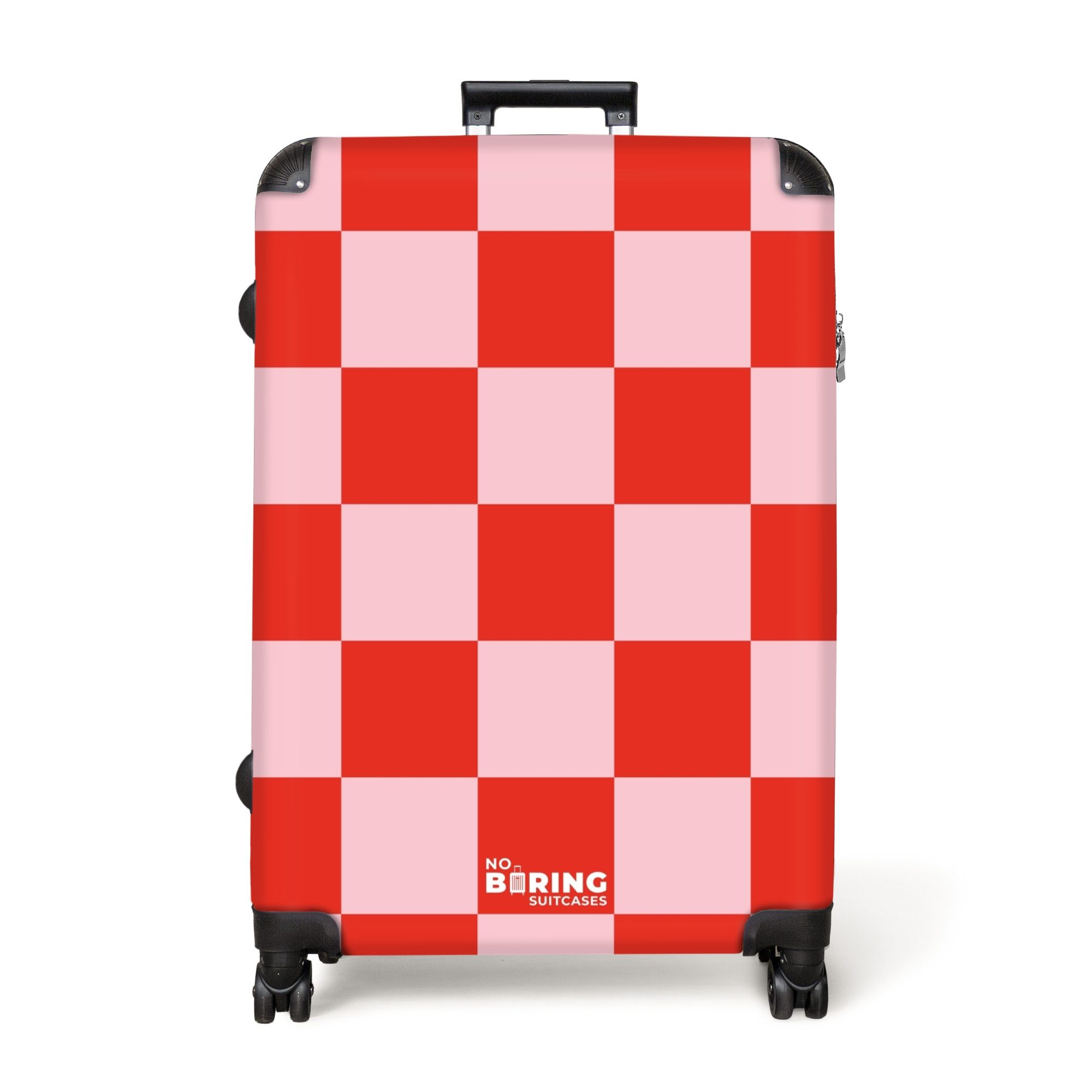 NoBoringSuitcases.com© Hartschalen-Trolley Rotes und rosa Schachbrettmuster günstig online kaufen