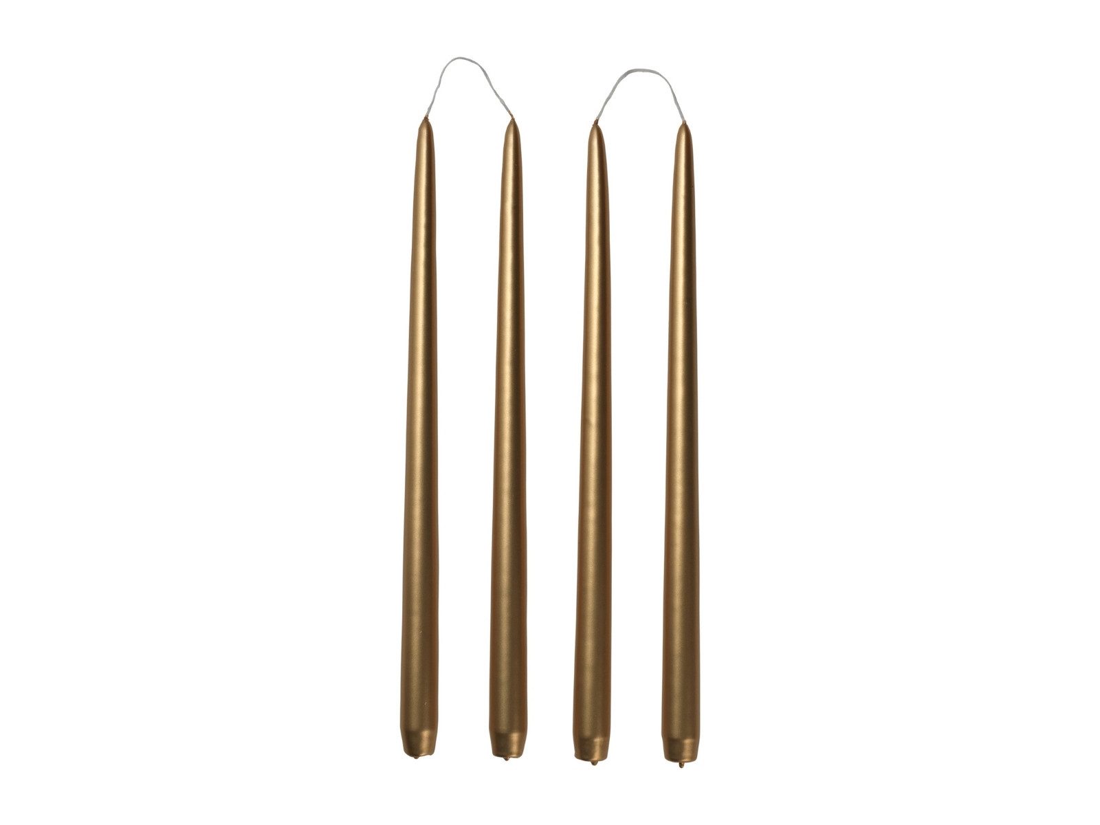 Broste Copenhagen Duftkerze Smooth Glossy getauchte Kerze gold 38cm Set4
