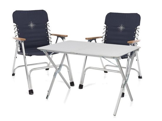 Campart Campingstuhl (3 Stück), Campingmöbel SET Alu Holz Klappstuhl