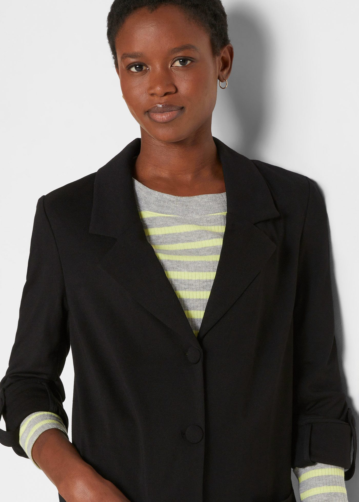 bonprix Sweatblazer (1-tlg) mit langem Arm, mit Reverskragen, Oversize Passform, aus Viskose