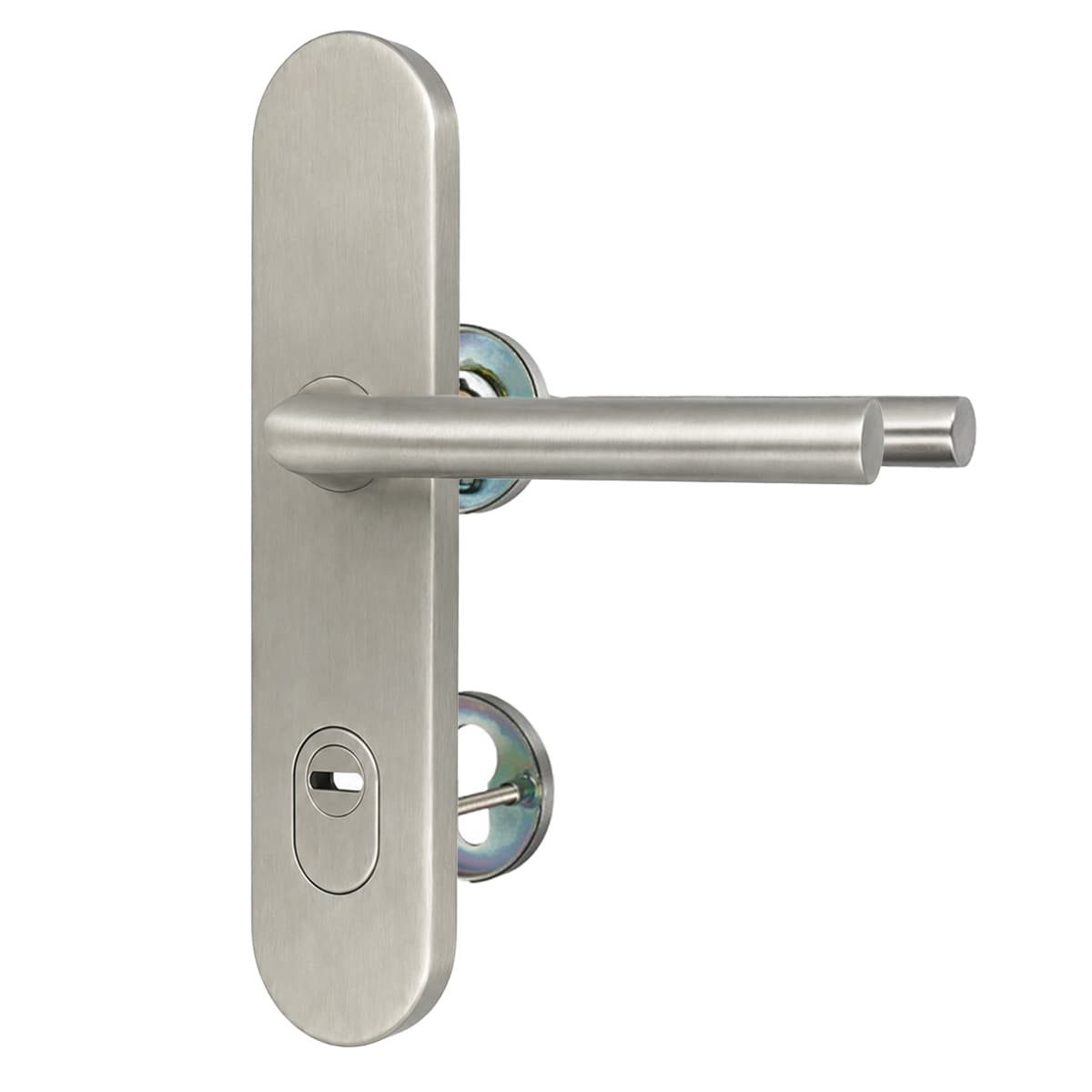 MS Beschläge Türbeschlag Wohnungseinganstür PZ Kombi-Schutzbeschlag 8/72mm, Edelstahl Wechselgarnitur mit Kernziehschutz