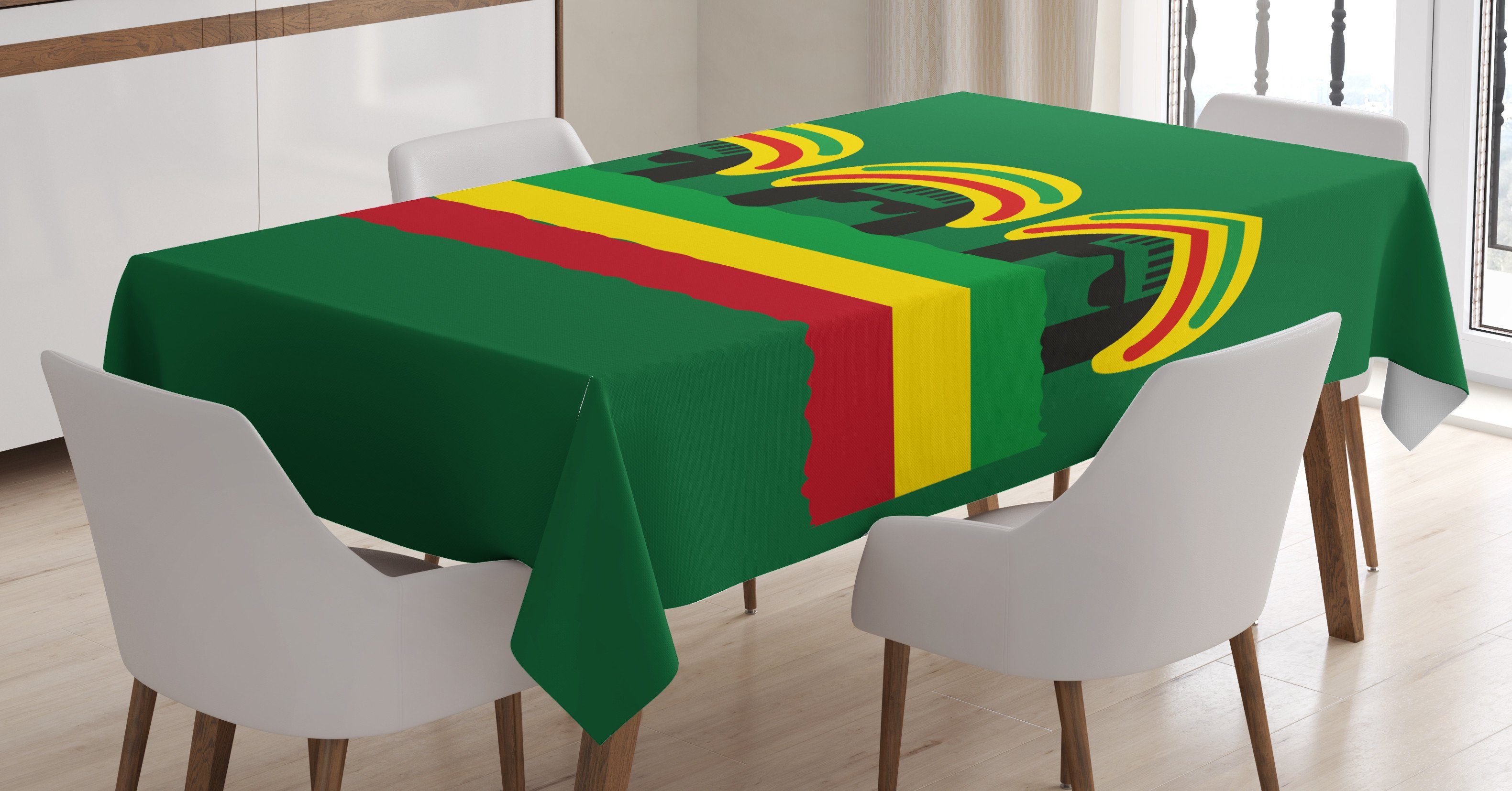 Abakuhaus Tischdecke Farbfest Waschbar Für den Außen Bereich geeignet Klare Farben, jamaikanisch Reggae Themed Hut