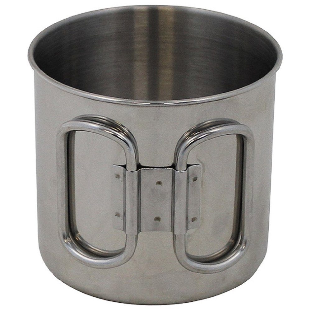 FoxOutdoor Tasse Tasse, Edelstahl, Klappgriffe, 450 ml, Edelstahl, 2 Henkel seitlich abklappbar