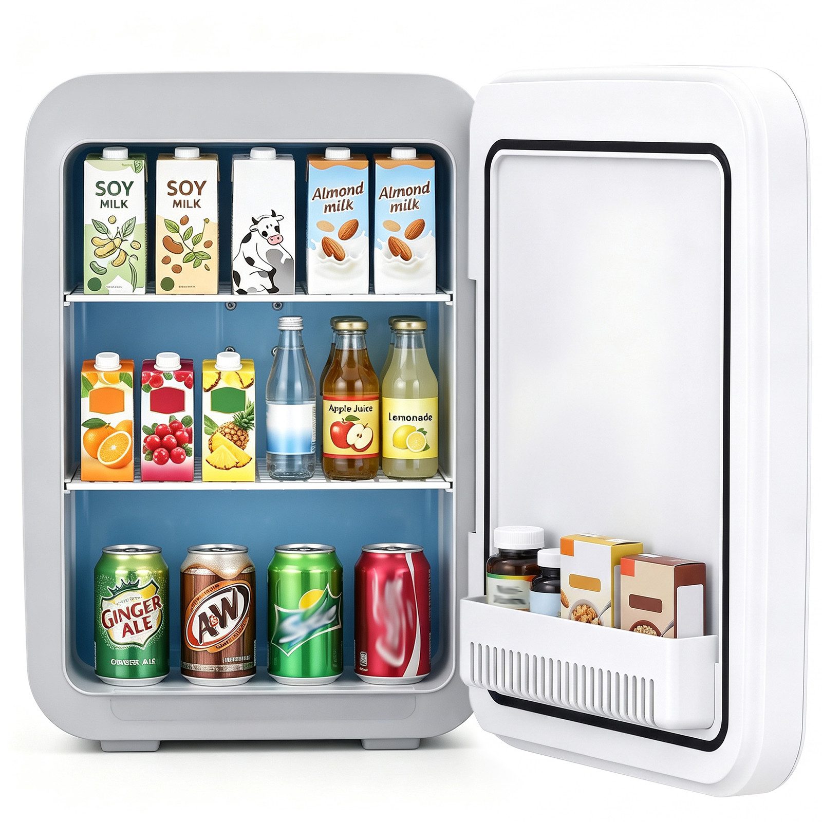 Rebonique Table Top Kühlschrank AQ-22L, 15L/21 Dosen Mini Kühlschrank, 17°C unter Umgebungstemperatur - 65°C