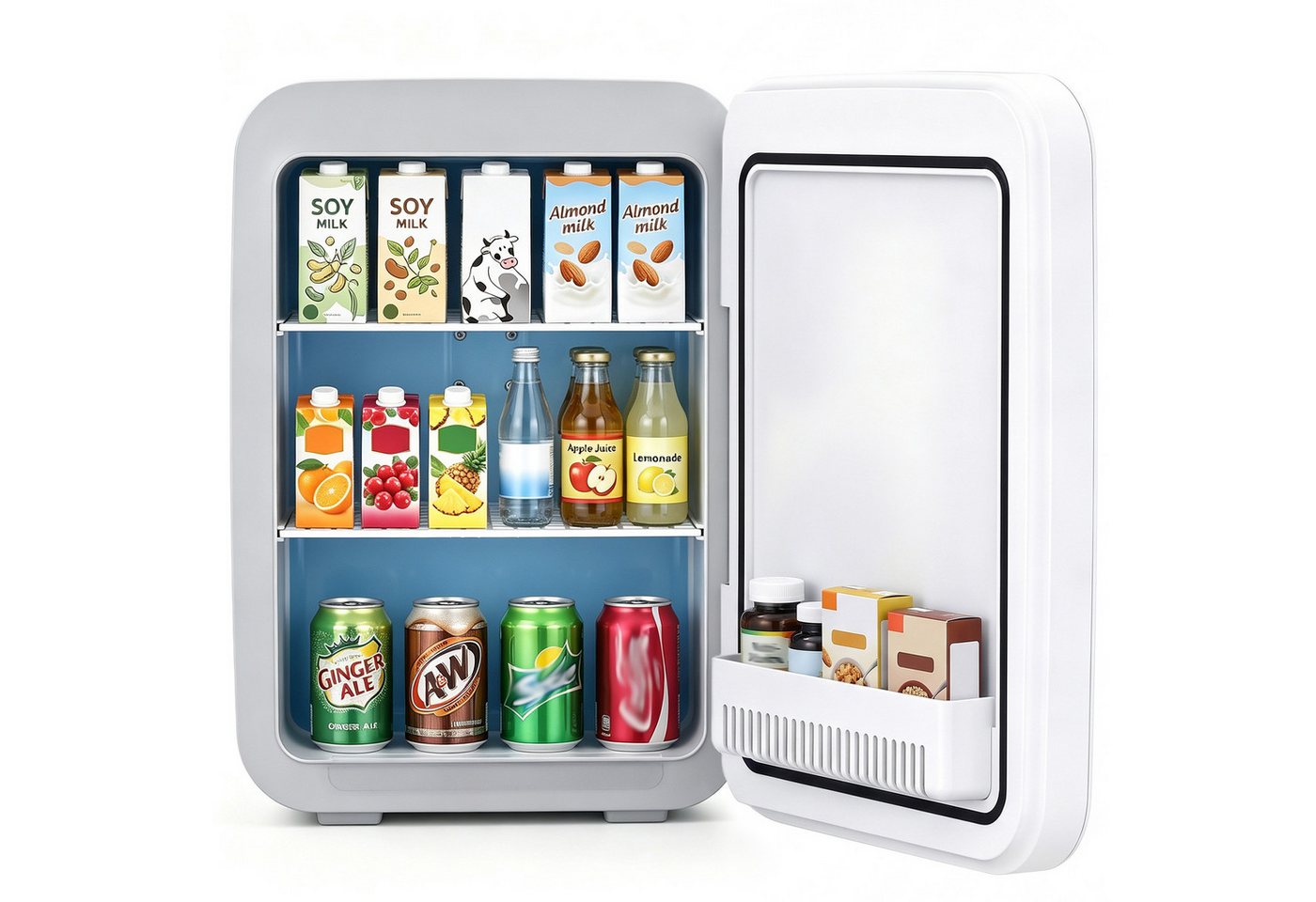 Rebonique Table Top Kühlschrank AQ-22L, 15L/21 Dosen Mini Kühlschrank, 17°C unter Umgebungstemperatur - 65°C