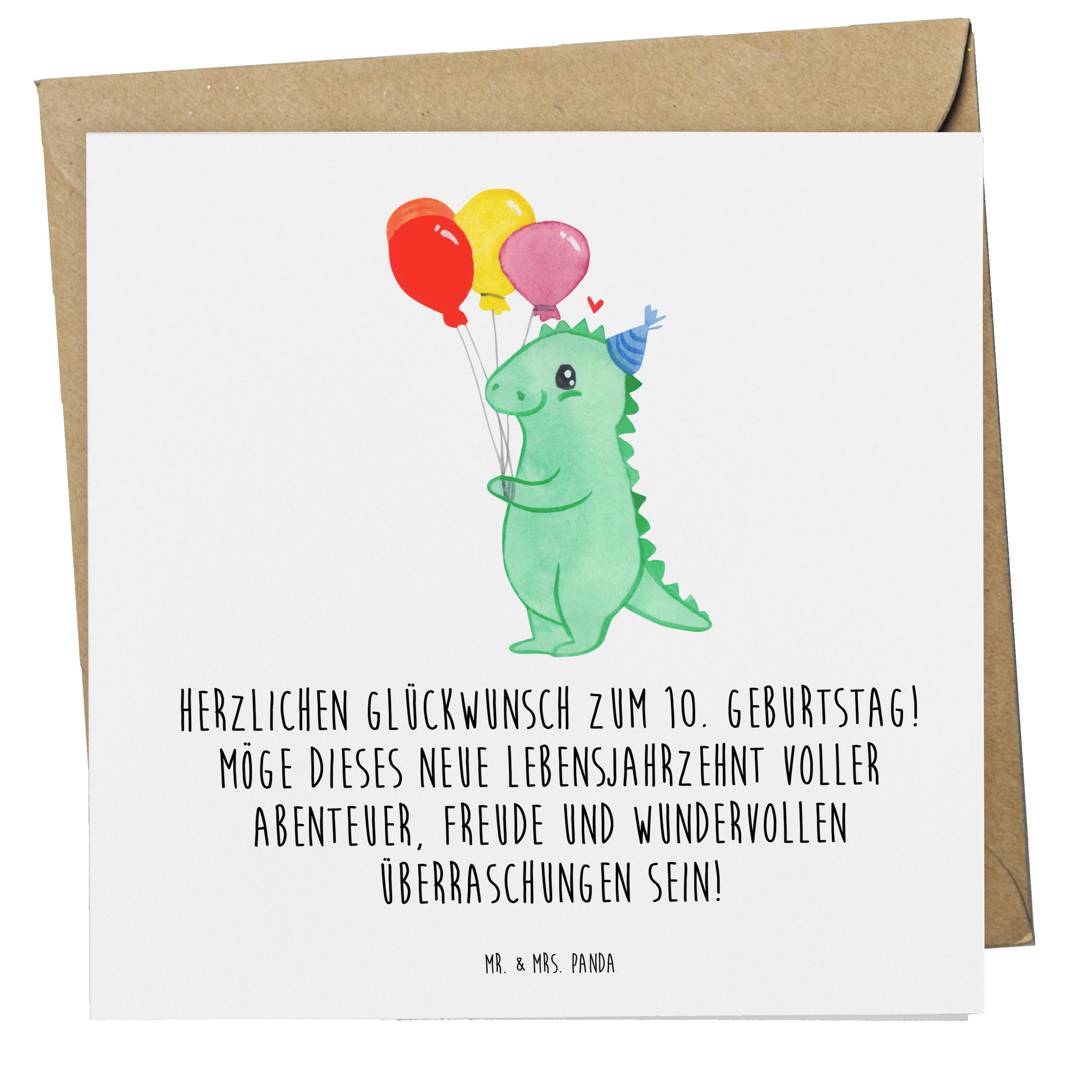 Grußkarte 10. Geburtstag - Weiß - Geschenk, Freude, Alter, Geburtstagskarte, Ge