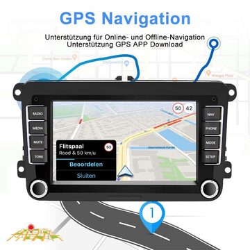 Hikity 7 Zoll Touch Display 2Din FOR VW Golf 5 6 mit GPS Mikrofone Kamera Autoradio (Navigationssystem, WiFi FM/RDS/USB)