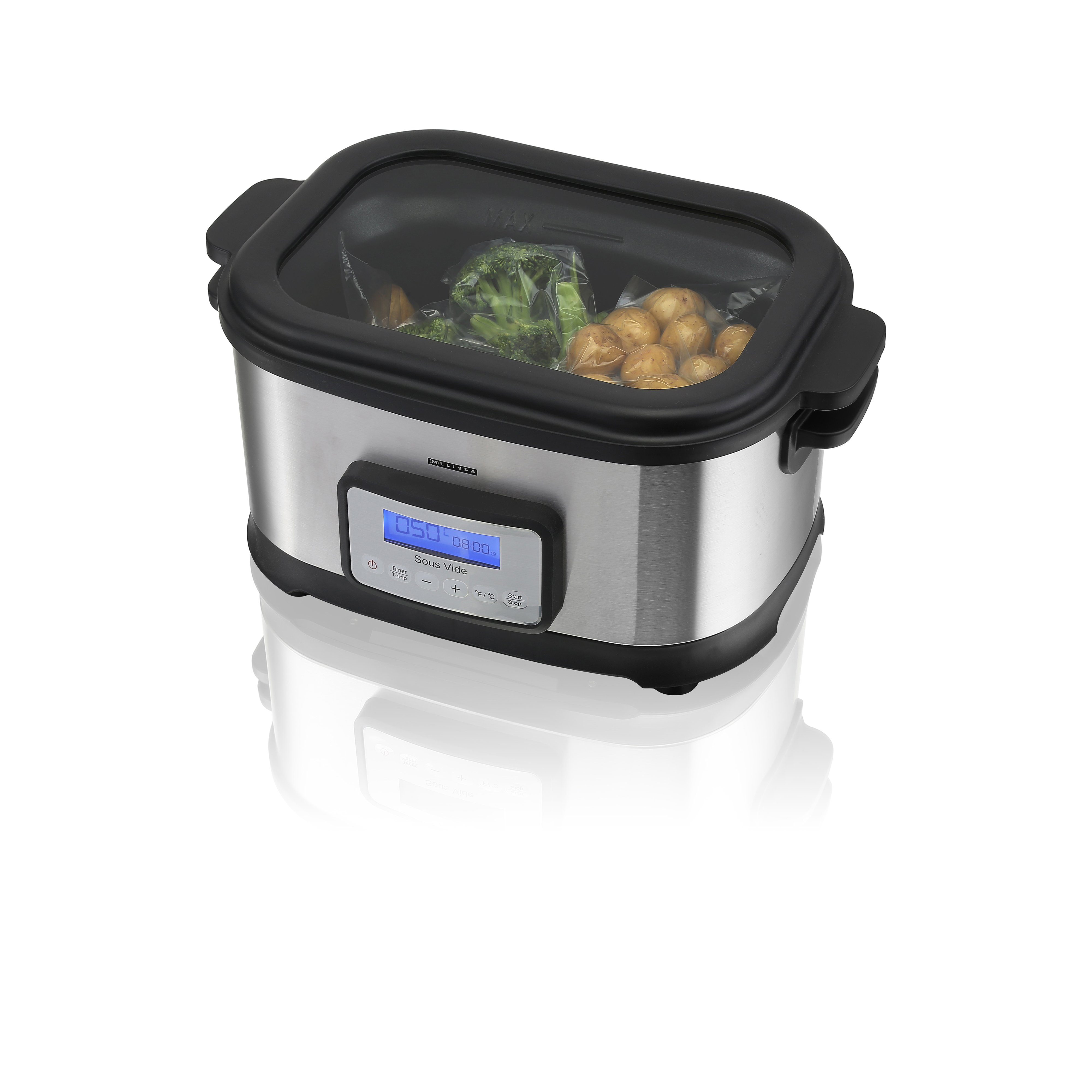MELISSA Dampfgarer 16310170, 520 W, Sous Vide, Vakuumgaren, für Fleisch, Fisch, Gemüse und Obst