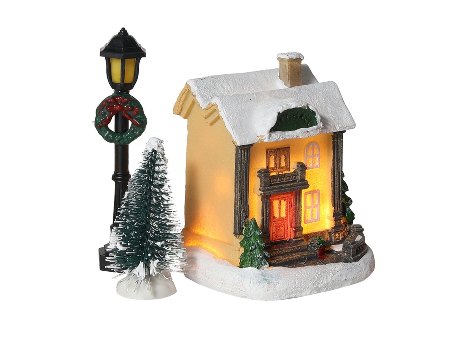 Spetebo Weihnachtsdorf LED Weihnachtsdorf - Set 10-teilig, Weihnachtsszene mit Häusern, Figuren, Tannen, Laterne – Bild 3 von 5