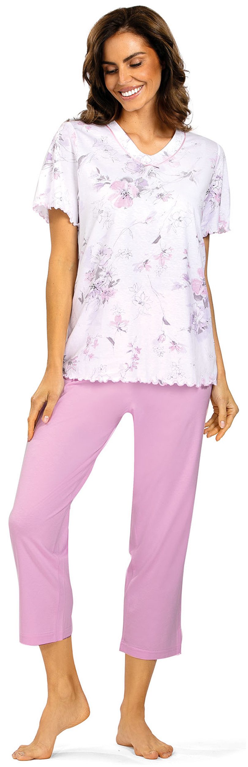 comtessa Schlafanzug Feeling Good (Set, 2 tlg., 2-teilig) Damen Pyjama 2-teilig 7/8 Hose Baumwolle große Größen