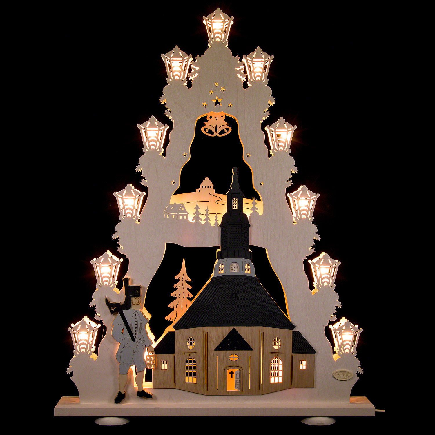 Weigla Schwibbogen Lichterspitze "Seiffener Kirche" (52x67x6cm) von Weigla Holzkunst