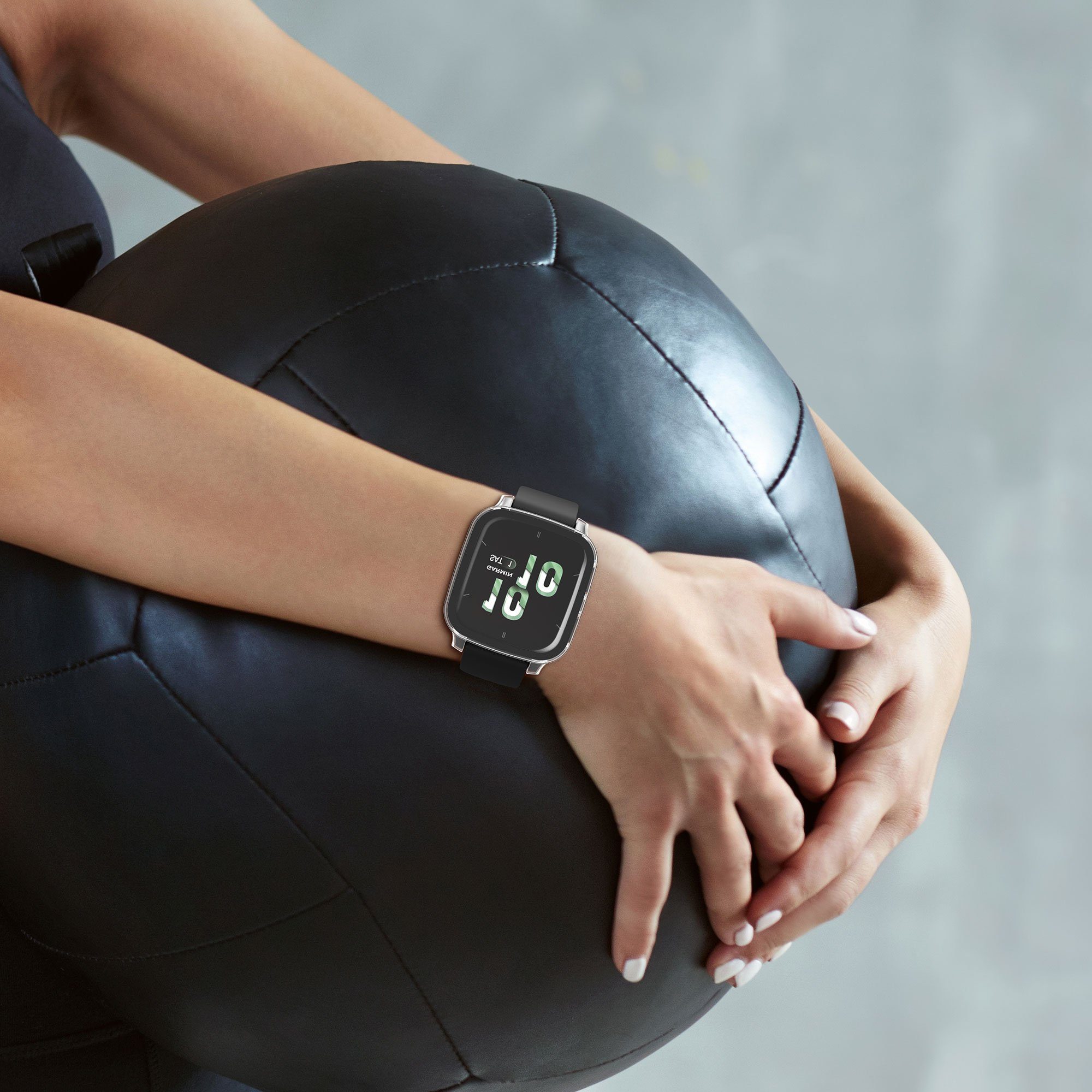 kwmobile Smartwatch-Hülle 2x Glas Hülle für Garmin Venu Sq 2 Music / Sq 2, Schutzhülle Fullbody Fitnesstracker Case Set aus Glas