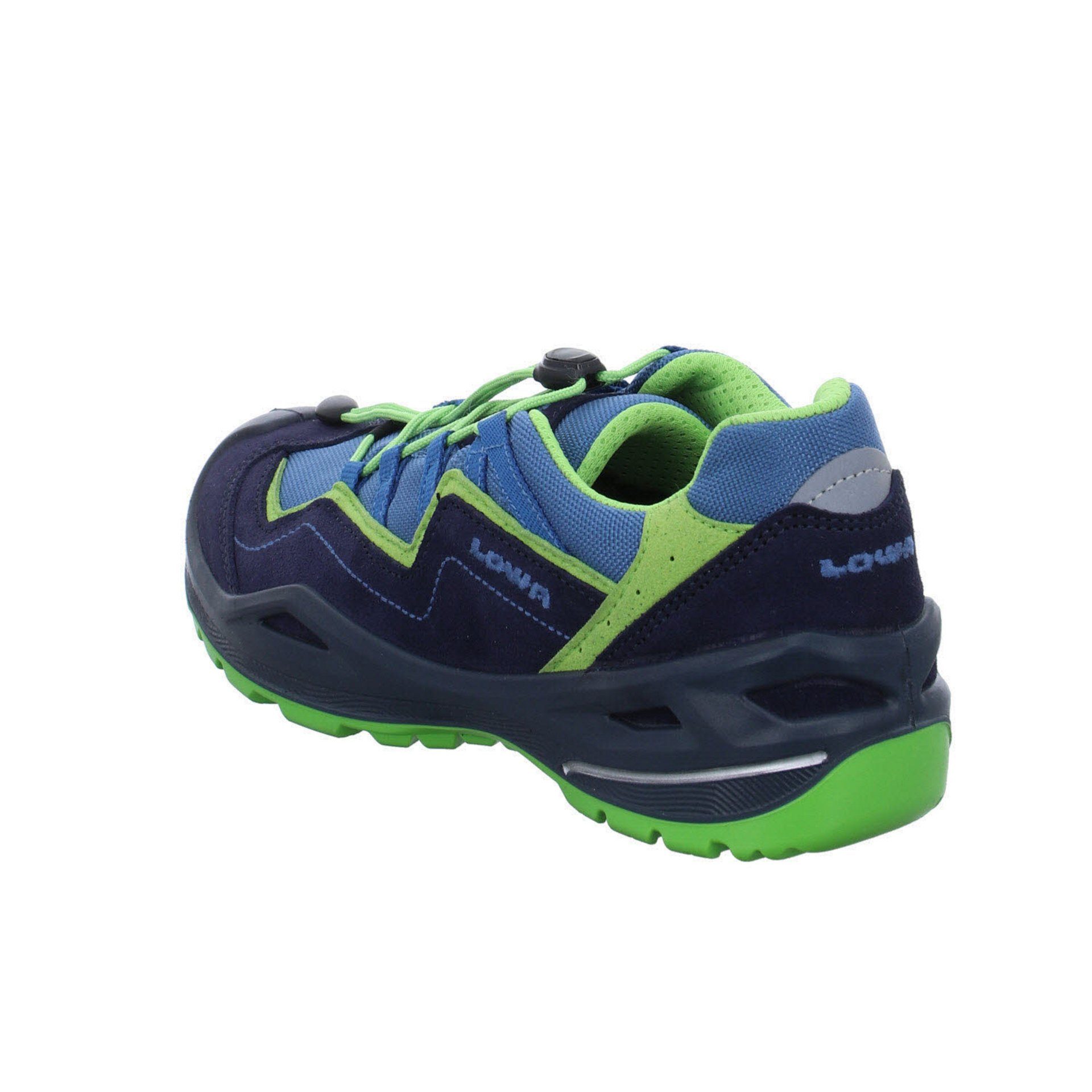 Jungen Lowa dunkelblau/neon Leder-/Textilkombination Schnürhalbschuhe Outdoorschuh