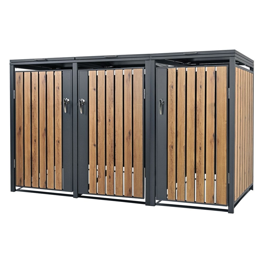 ML-DESIGN Mülltonnenbox Müllbox aus Stahl wetterfeste Mülltonnen Verkleidung Mülltonnengarage, Mülltonnencontainer mit Klappdeckel/Tür für 3 Tonne 120 oder 240 Liter