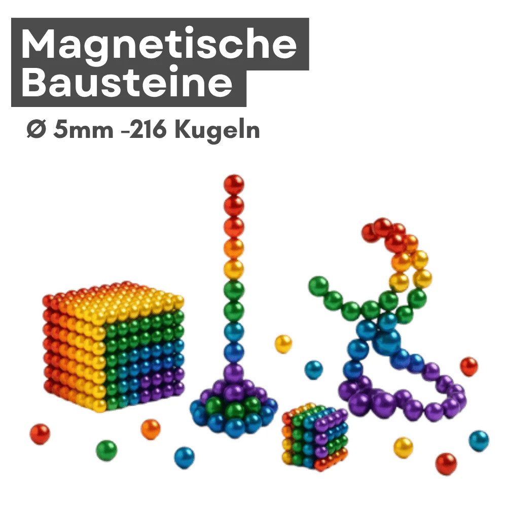 MaajeeKuto Magnet Magnet 216 Stk 5mm Magnetkugeln Magnetische Kugeln Blöcke Bunt (1-St)