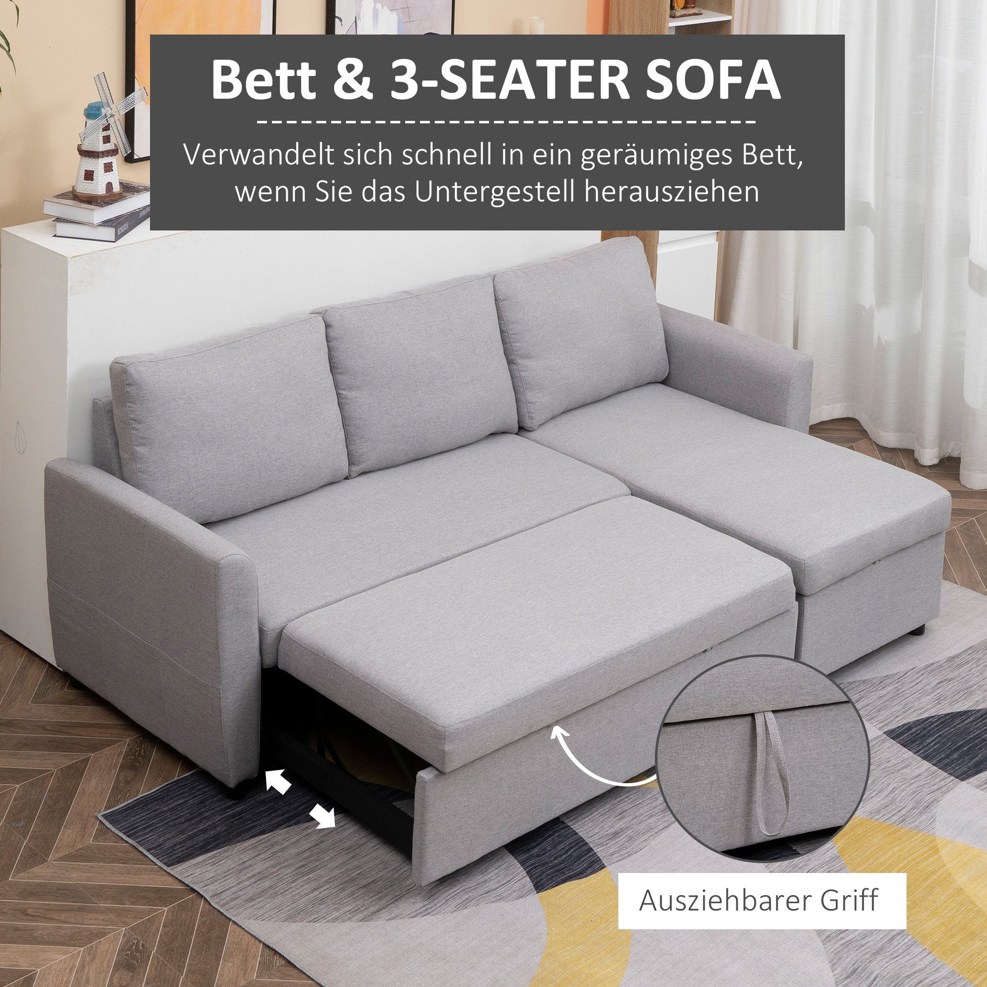 HOMCOM Schlafsofa Ecksofa