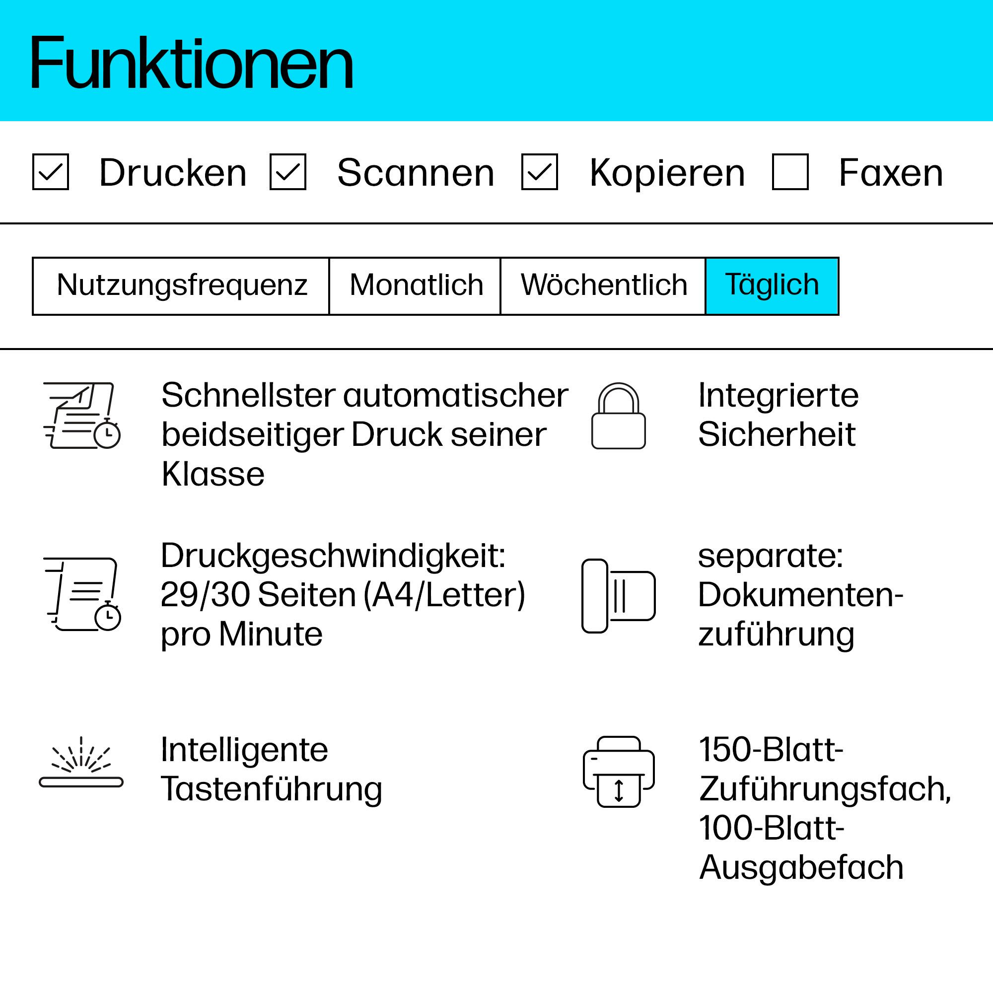 HP LaserJet MFP M234sdn Schwarz-Weiß Laserdrucker, (LAN (Ethernet), Multifunktions-Laserdrucker) – Bild 3 von 5