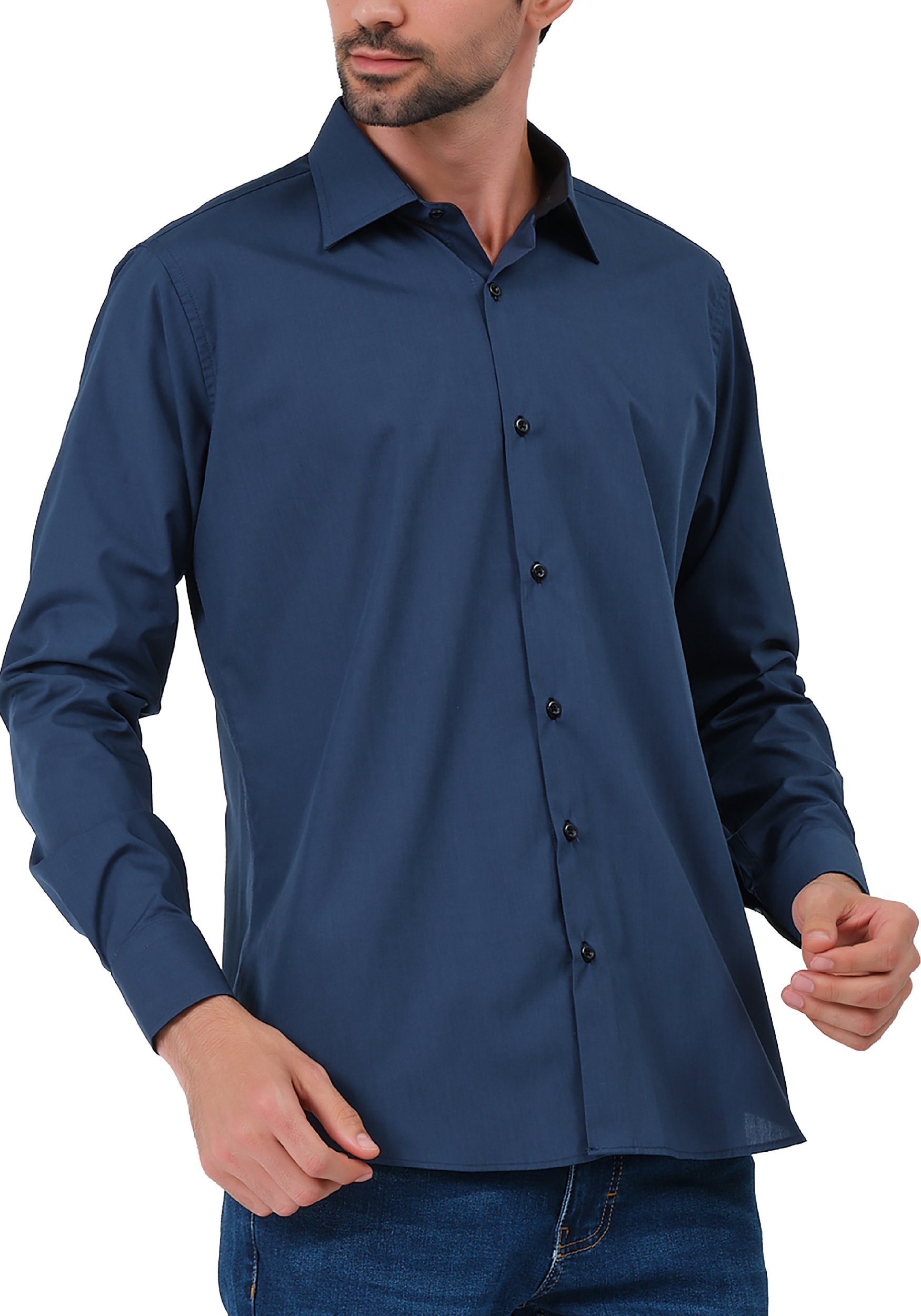 JEEL Langarmhemd Herren Hemd Langarm (1-tlg) Slim Fit – Bild 3 von 5