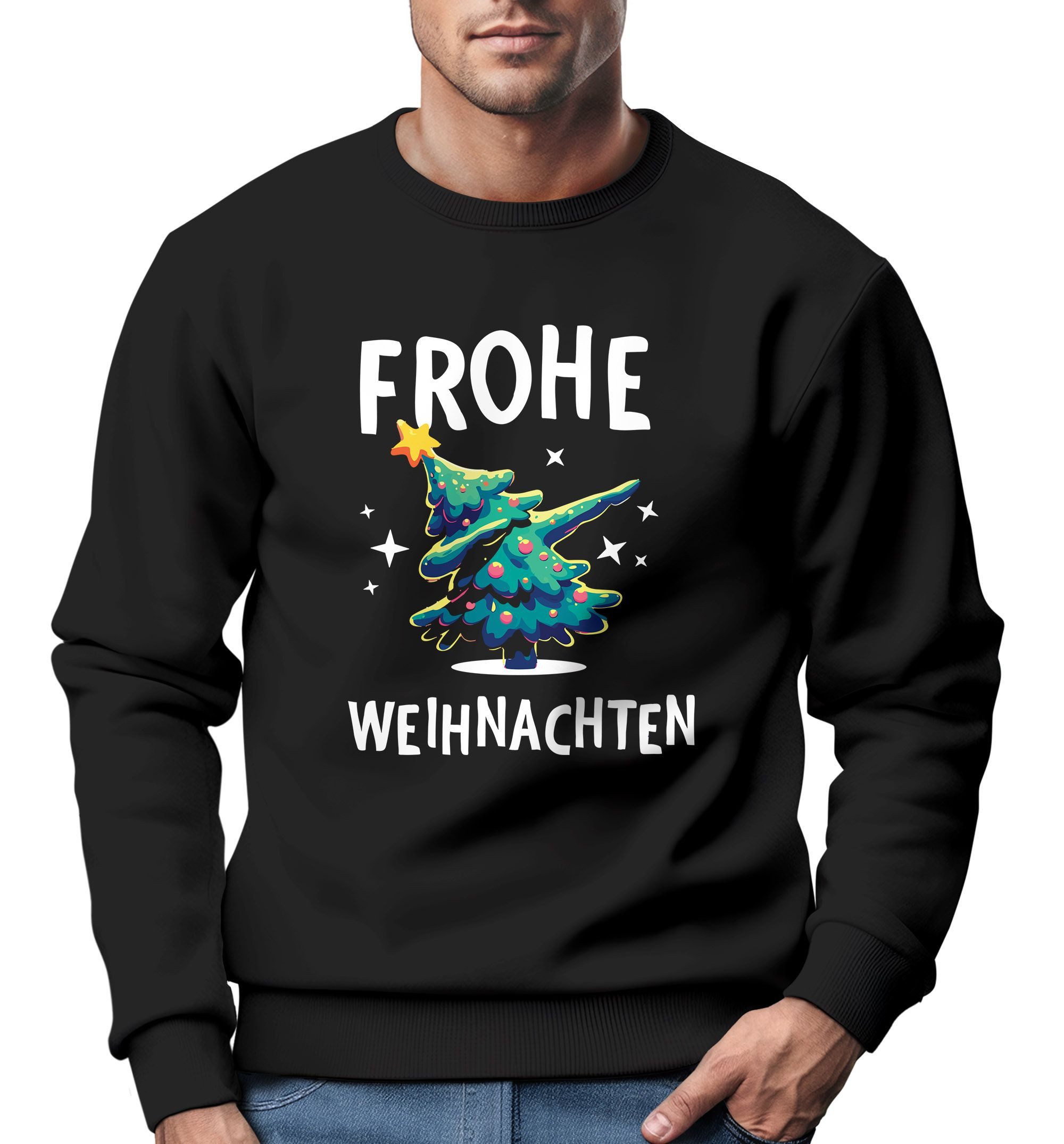 MoonWorks Sweatshirt Sweatshirt Herren Frohe Weihnachten Weihnachtspullover Lustig Dabbing