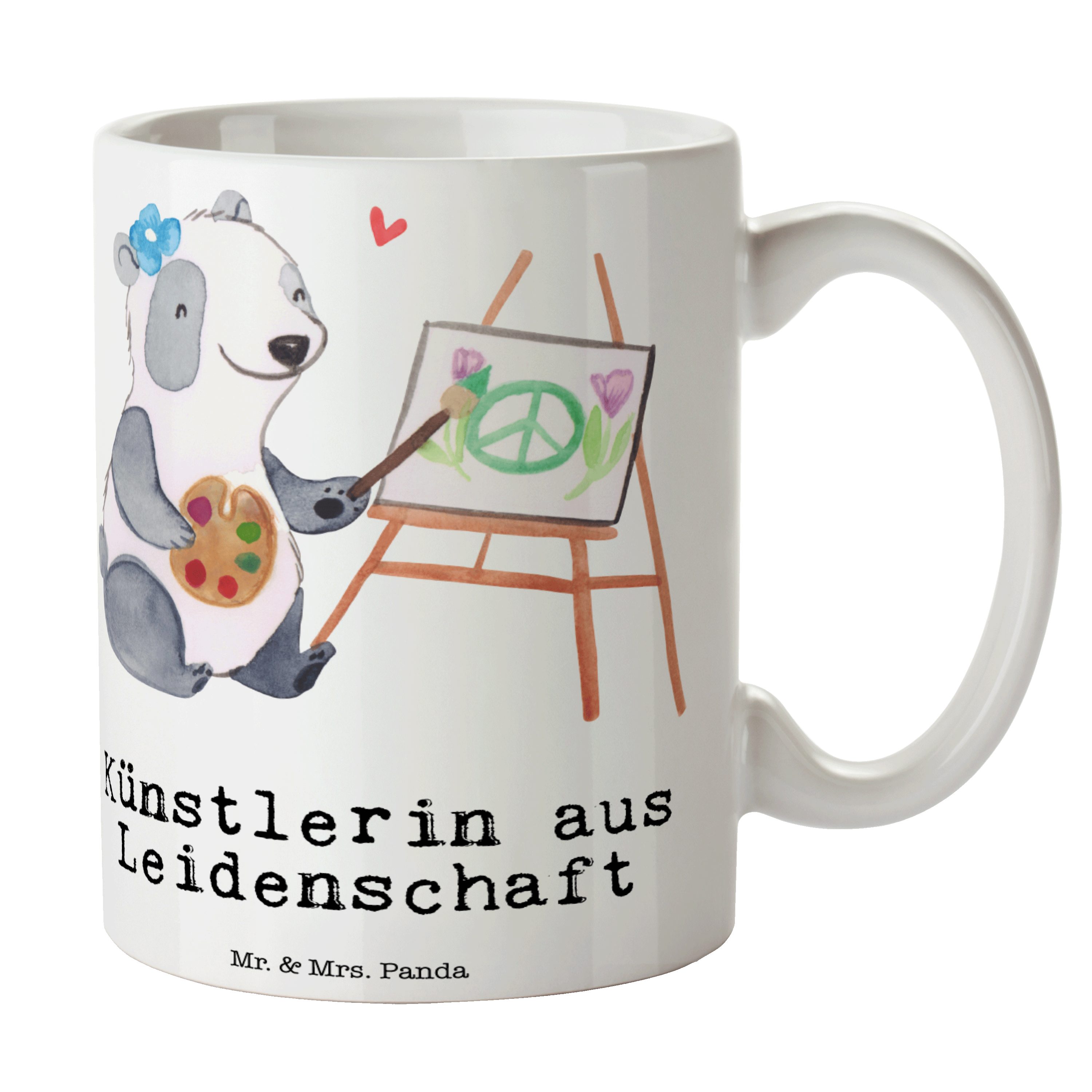 Tasse aus Kunstmalerin, - Geschenk, - Leidenschaft Panda & T, Keramik Künstlerin Mr. Firma, Weiß Mrs.