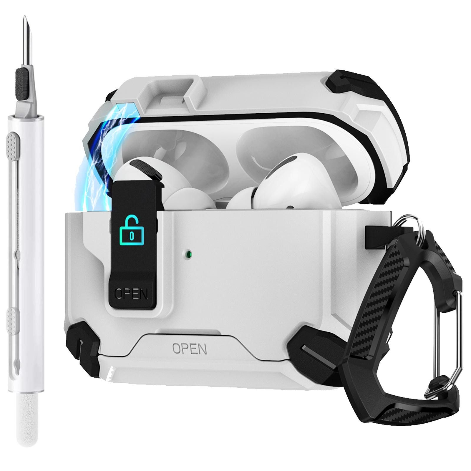 CoolGadget Kopfhörer-Schutzhülle für Apple AirPods Pro 3 Kunststoff, Stoßfest Ständer Clip Karabiner MagSafe Case Schutz Cover