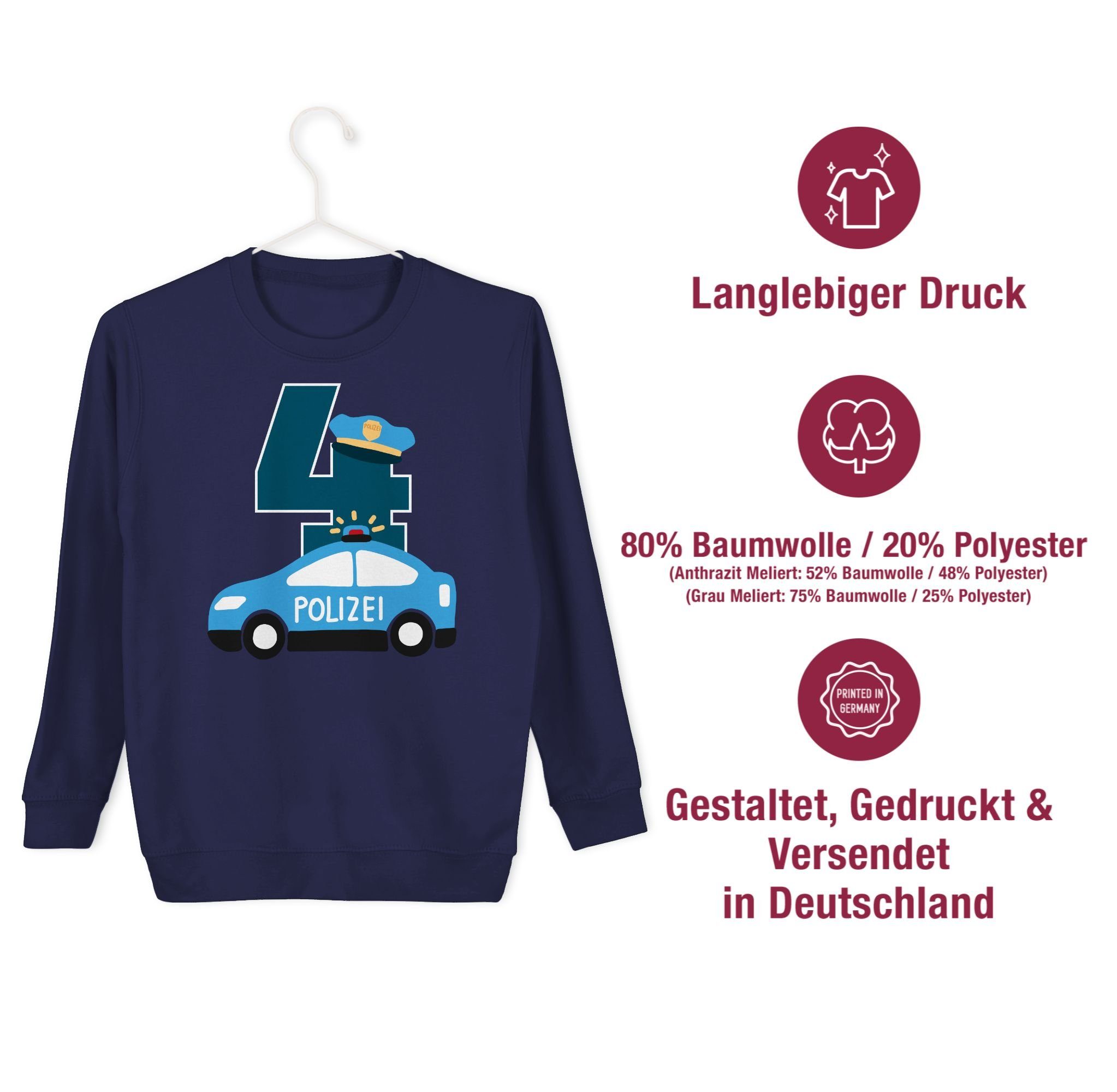 Shirtracer Sweatshirt 2 4. Geburtstag Navy Vierter Polizei Blau