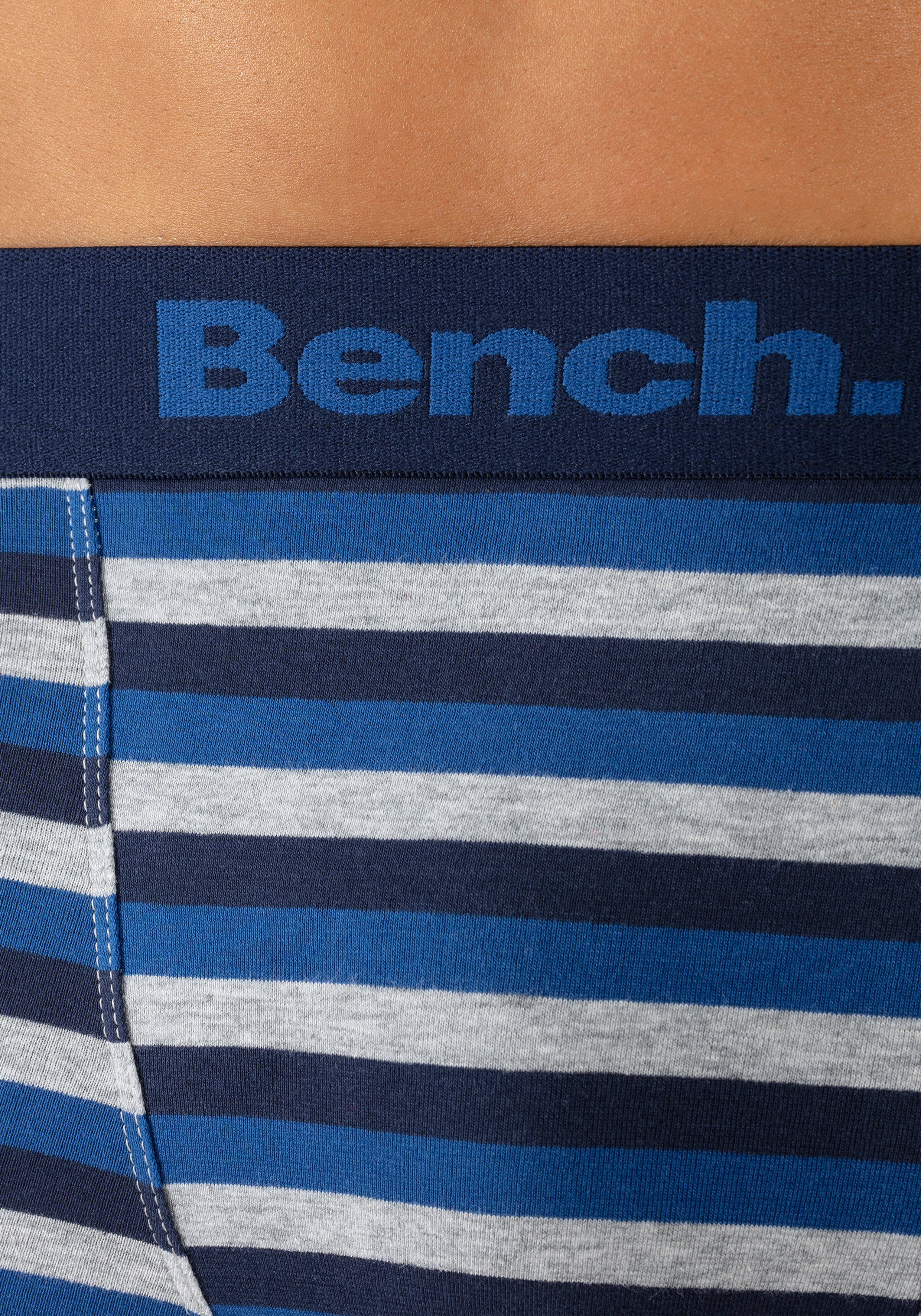 mit modischem Bench. Boxer navy blau-gestreift, grau-meliert, oder blau, Streifen unifarben (Packung, 4-St)